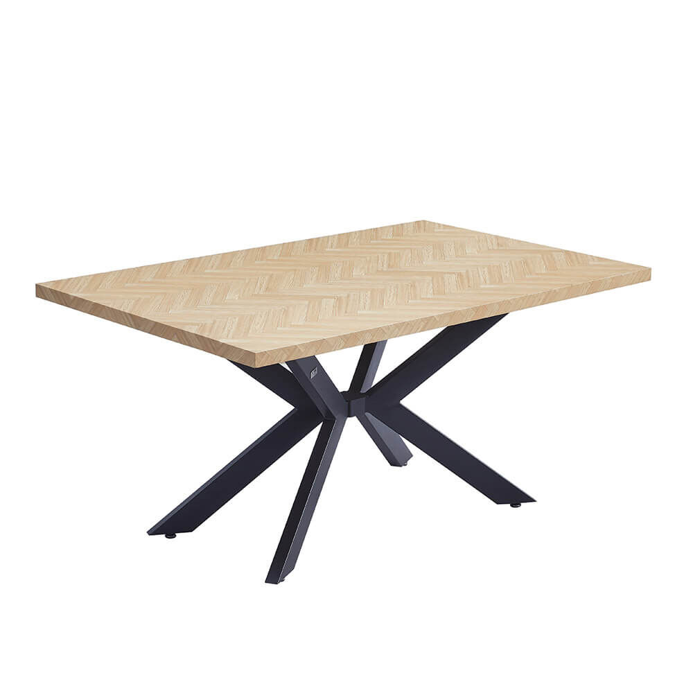 Esstisch Eckig AVENCIA inkl. Sternfuß -160 x 100 cm Fishbone Oak