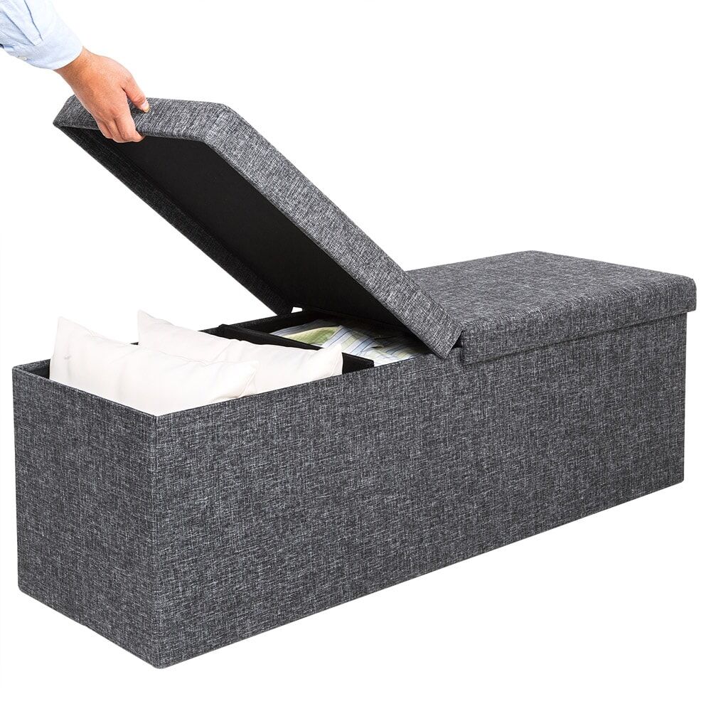 Sitzbank Dunkelgrau 115x38x38cm mit Klappdeckel