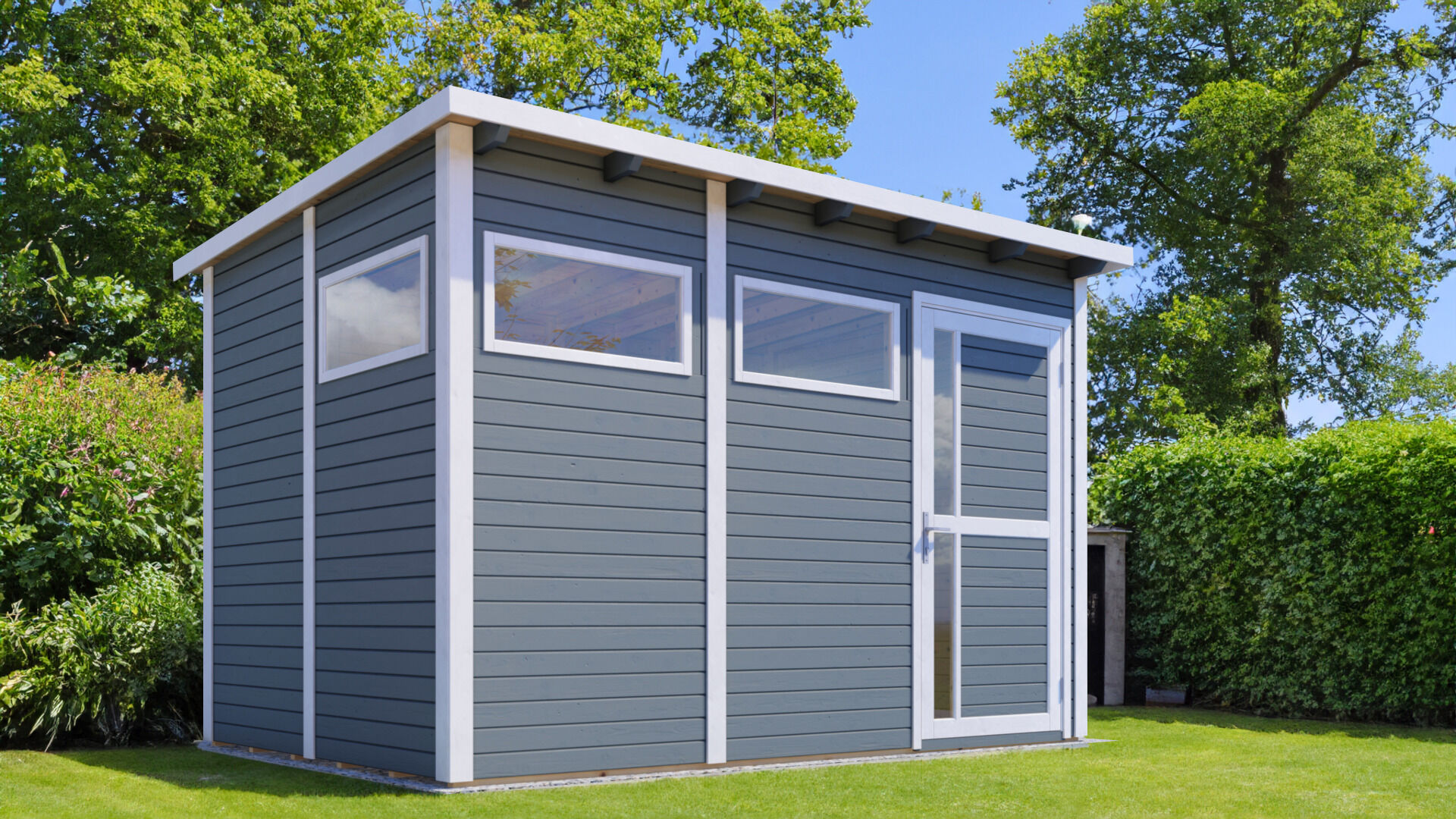 Gartenhaus Holz Pentus 3 hellgrau 337 x 234 cm