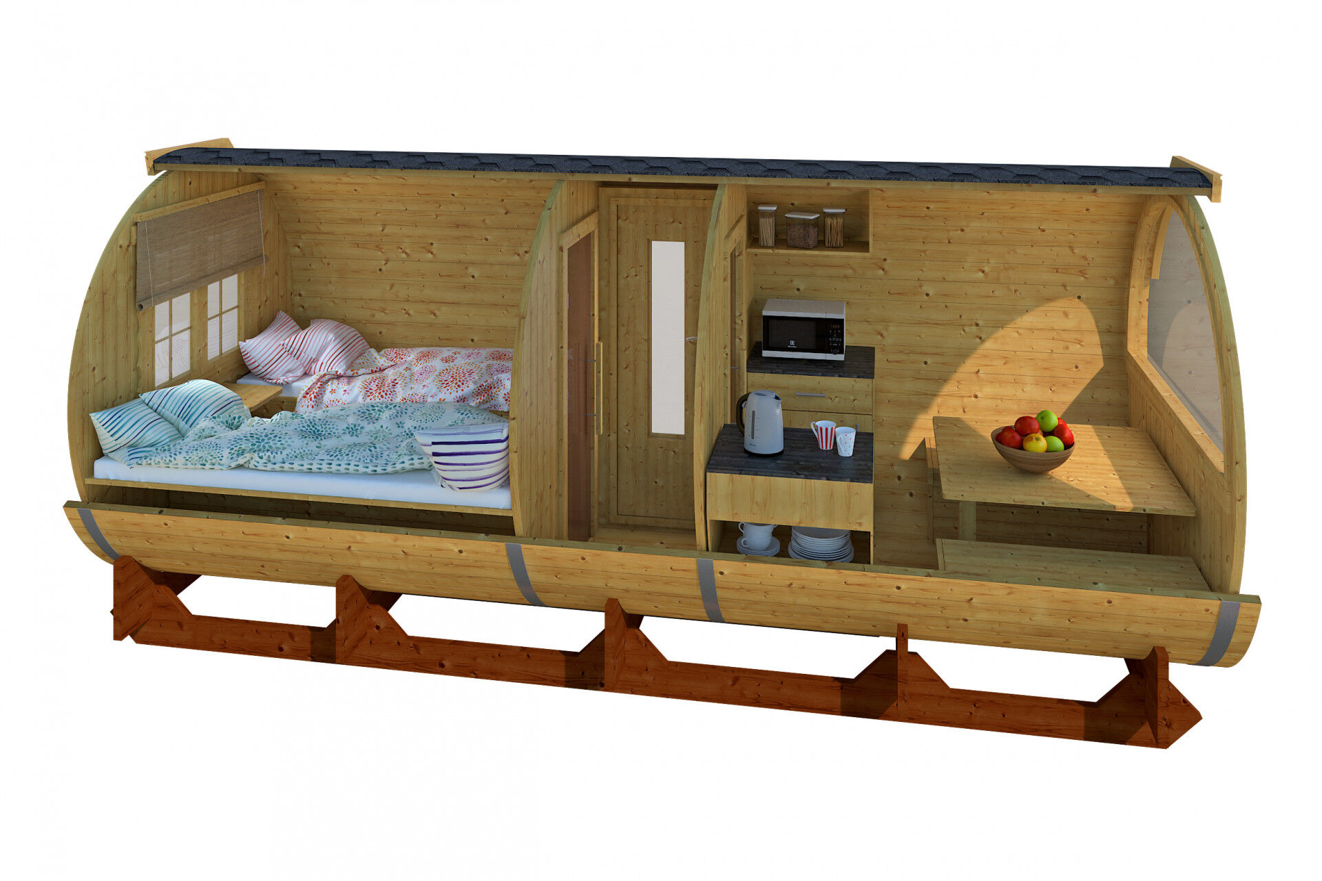 Camping Fass Arctic Premium Lisa 240x540 Thermoholz montiert, Schwarz