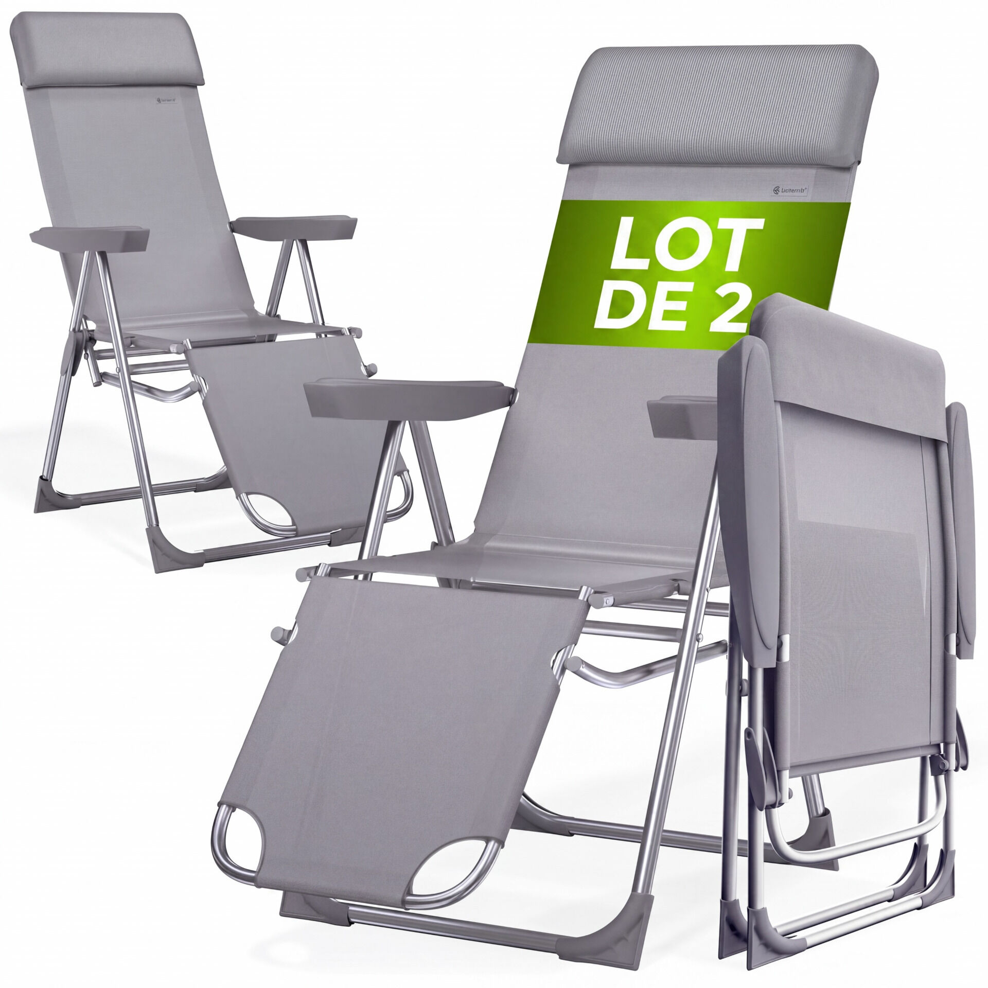 Gartenstuhl Hochlehner 2er-Set Anthrazit Alu
