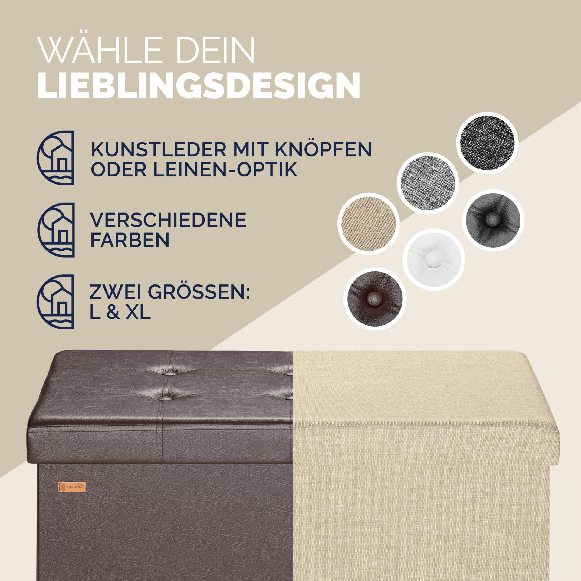 Sitzbank Braun 80x40x40cm MDF faltbar