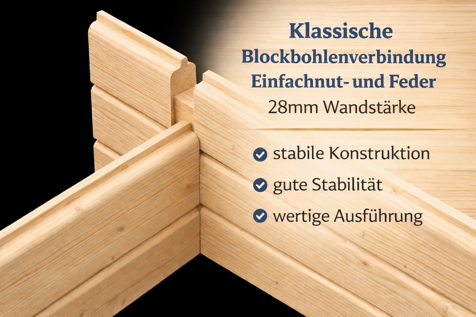 Blockbohlenverbindung 28mm