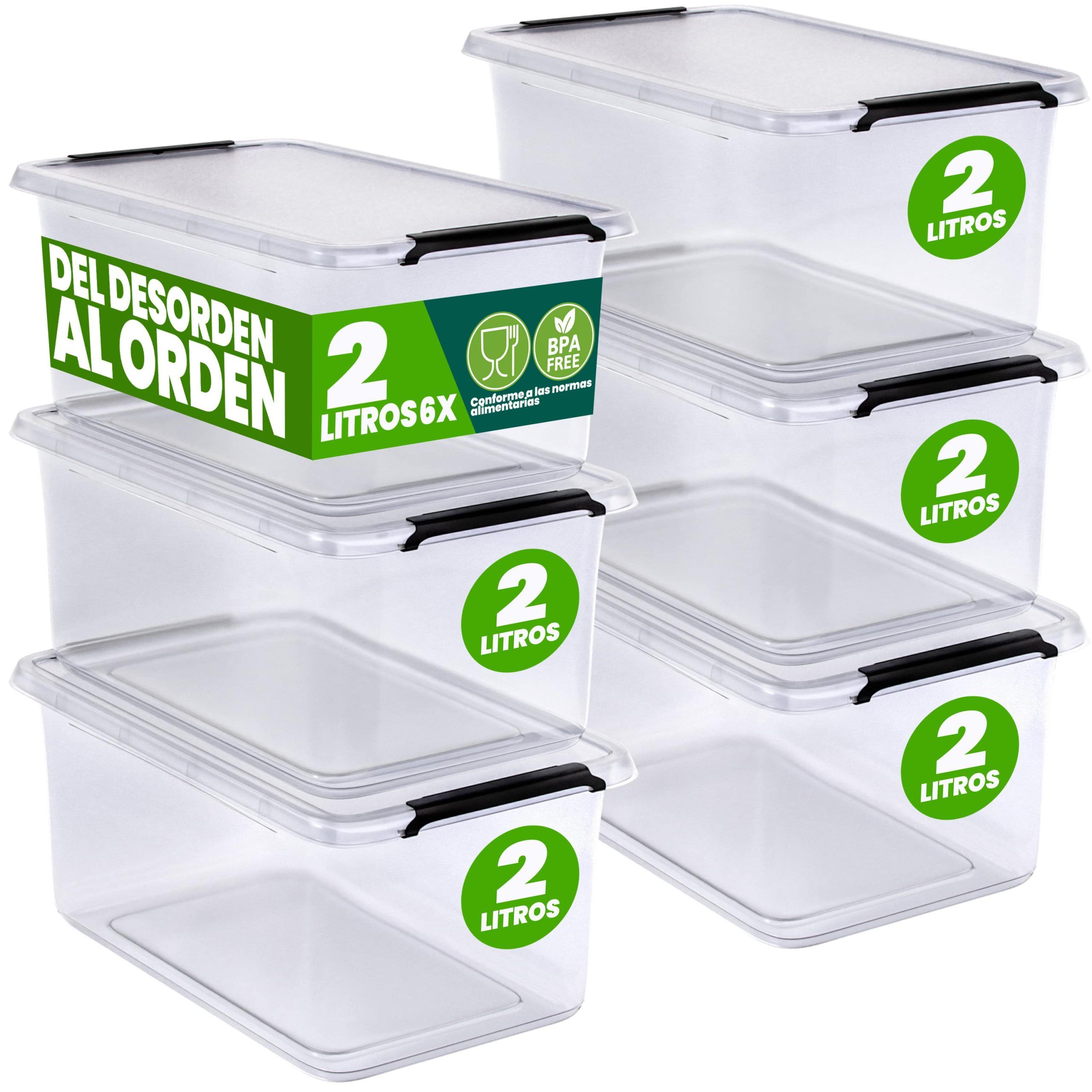 Aufbewahrungsbox 6er-Set 20x15x12cm 2L transparent stapelbar BPA-frei