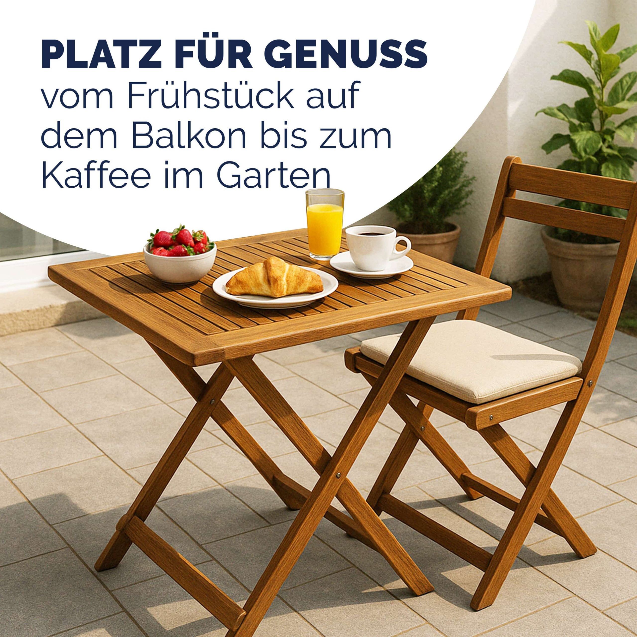 Gartentisch Akazienholz 70x70x73cm klappbar