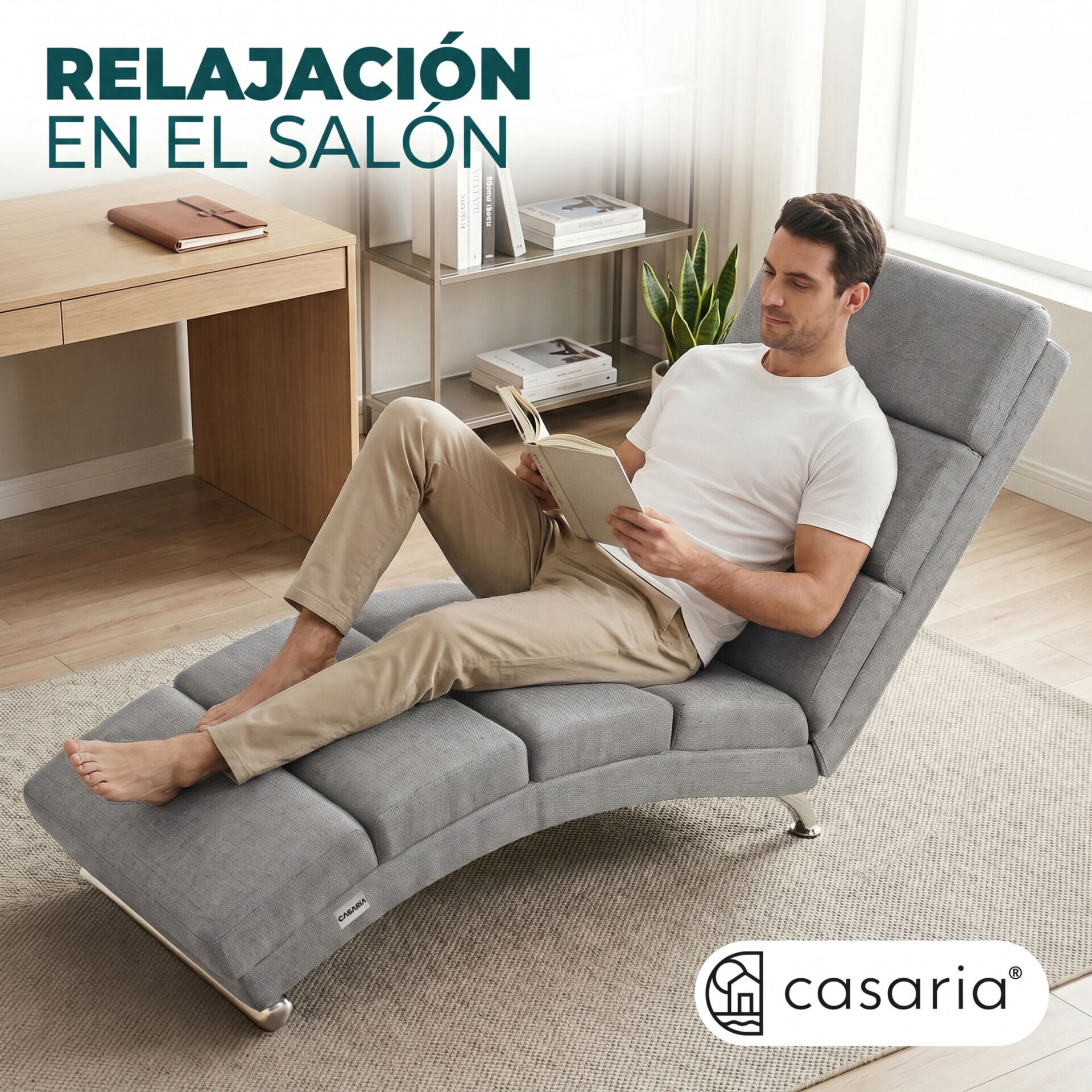 Relaxliege London Grau Webstoff