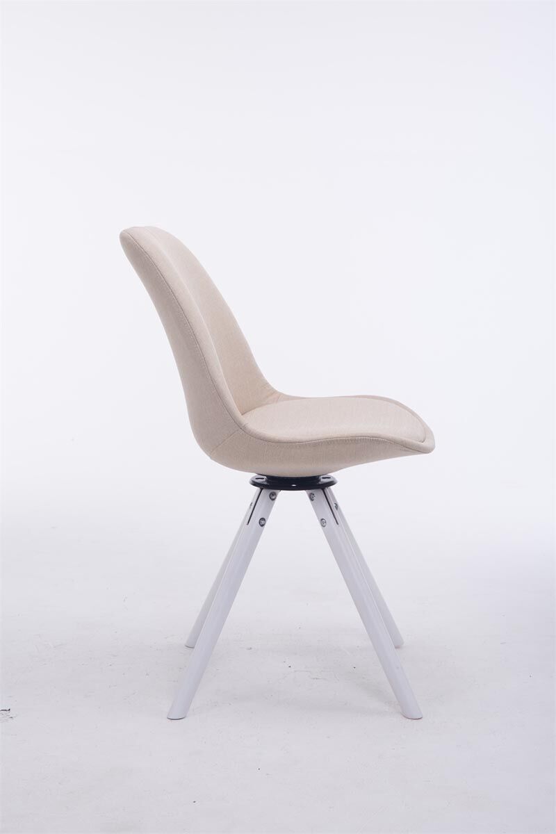 Besucherstuhl Troyes Drehbar Weiß Stoff Rund, creme