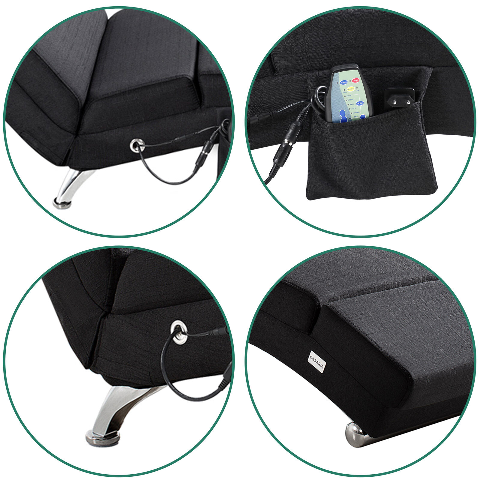 Relaxliege London Anthrazit mit Massage- + Heizfunktion