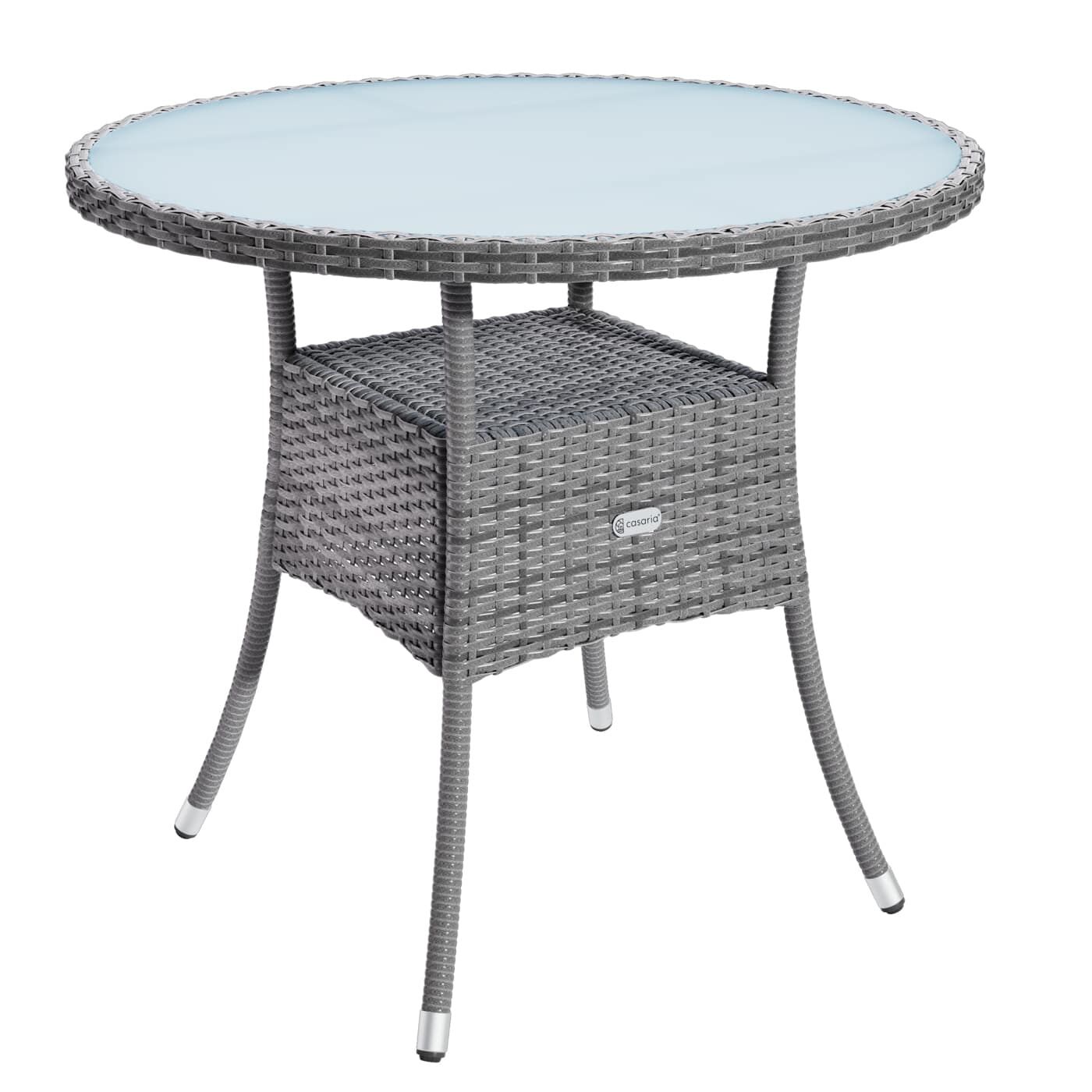 Polyrattan Tisch Grau Ø80cm