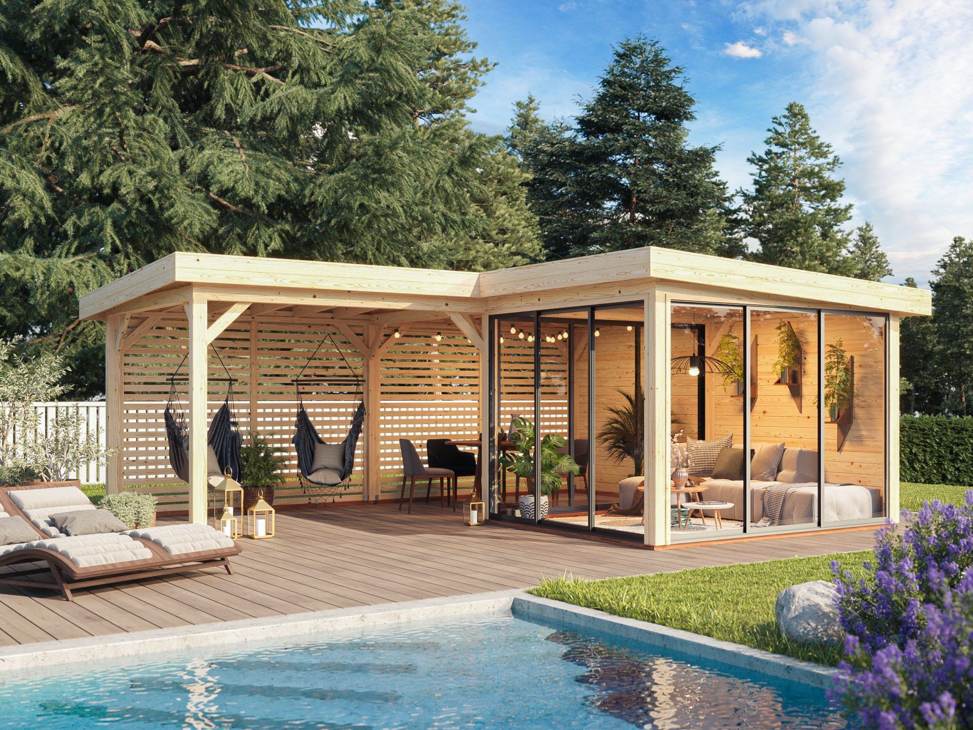Palmako Pavillon Lenna 24,9 m² Set 711 Slide Plus
