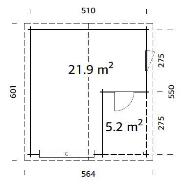 Palmako Holzgarage Roger 21,9+5,2 m² mit Sektionaltor