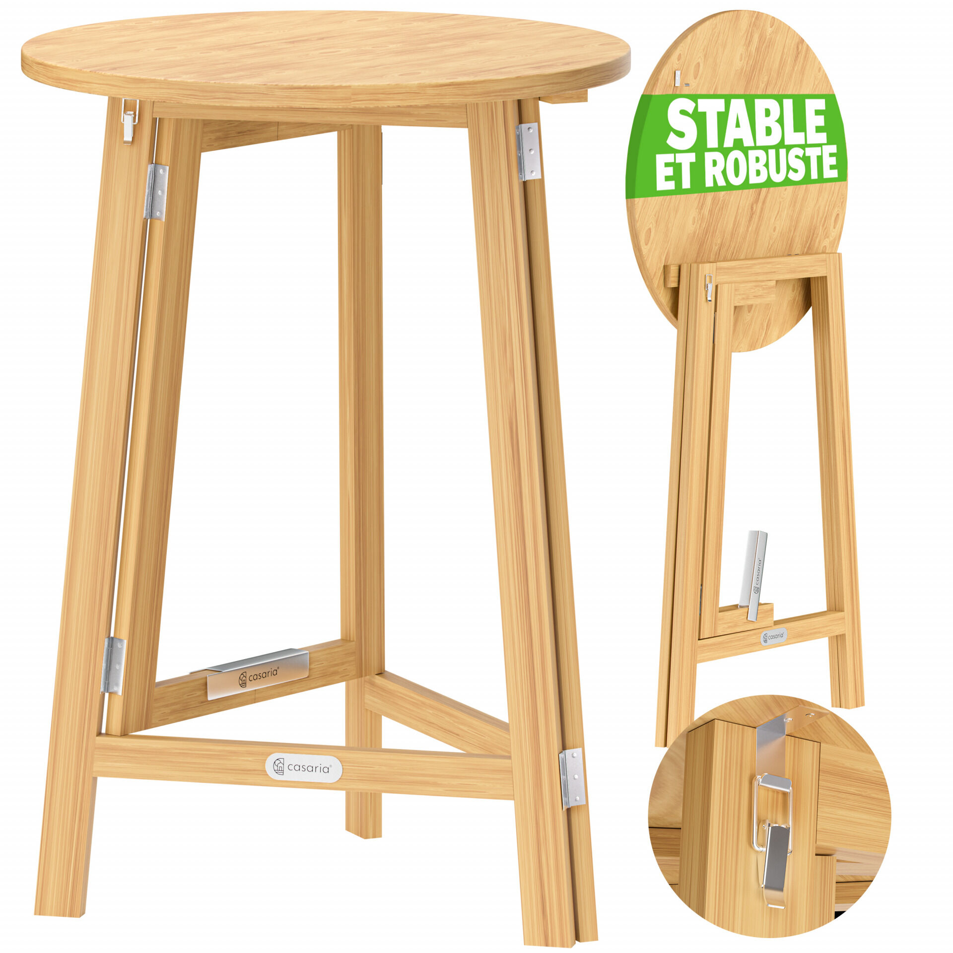Stehtisch klappbar platzsparend Massivholz Ø78cm 111cm stabiler Stand