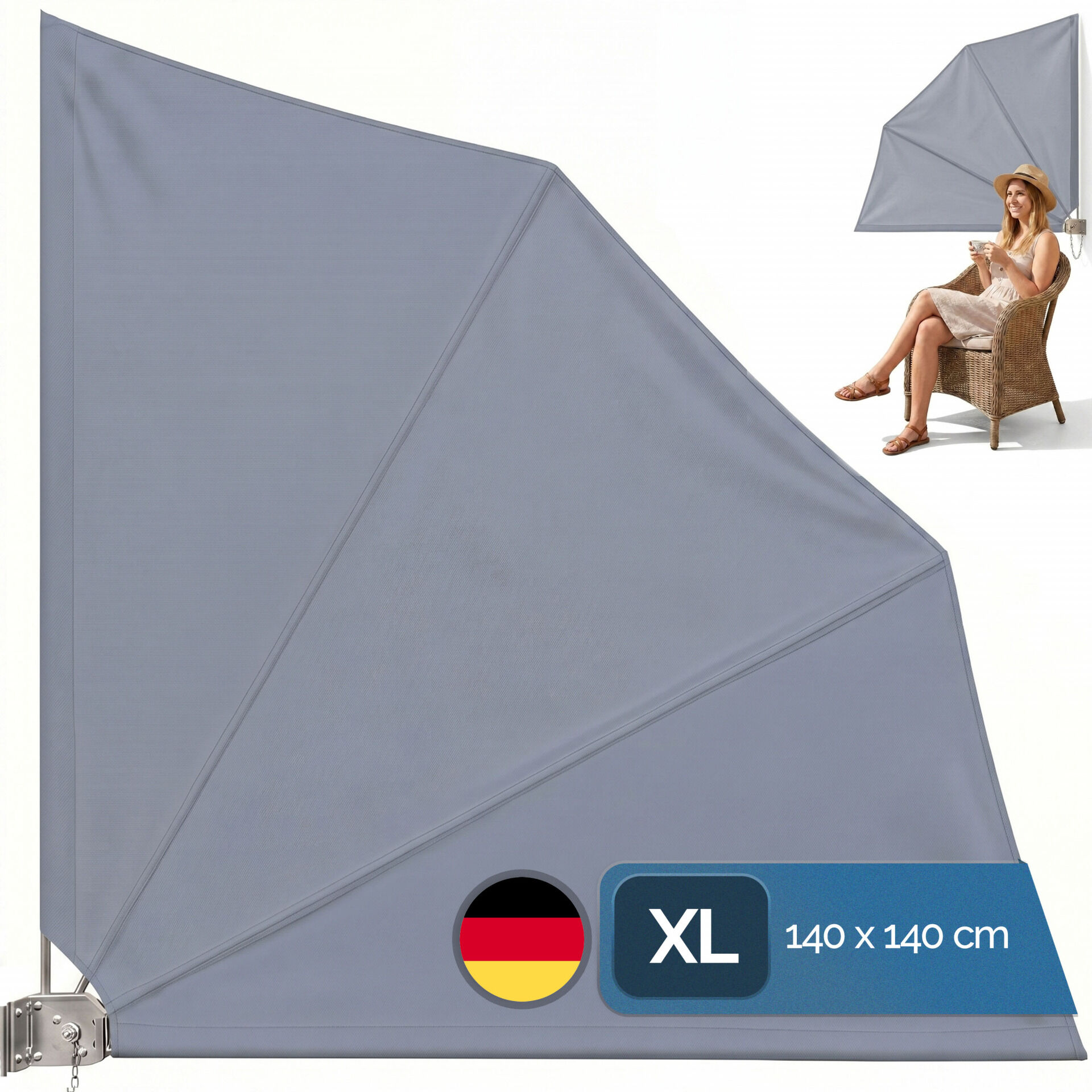 Balkonfächer Anthrazit 140x140cm klappbar