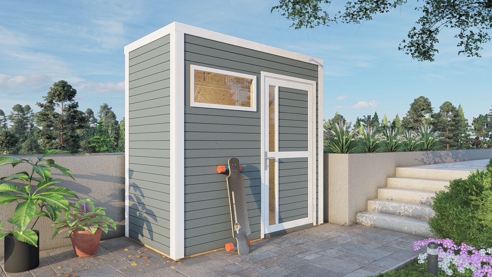 Gartenhaus Cubus 1 Hellgrau 234 x 115 cm