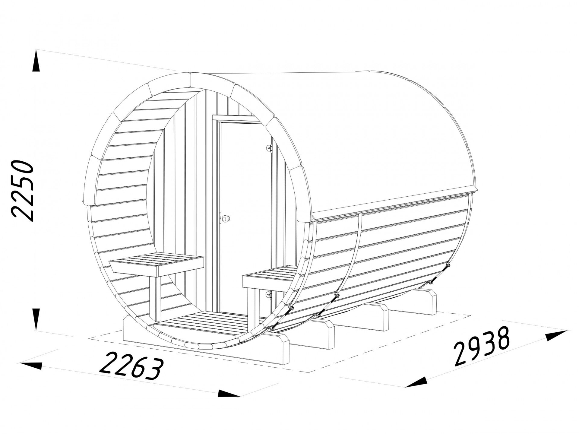 Palmako Saunafass Anita 1,6+0,7 m²