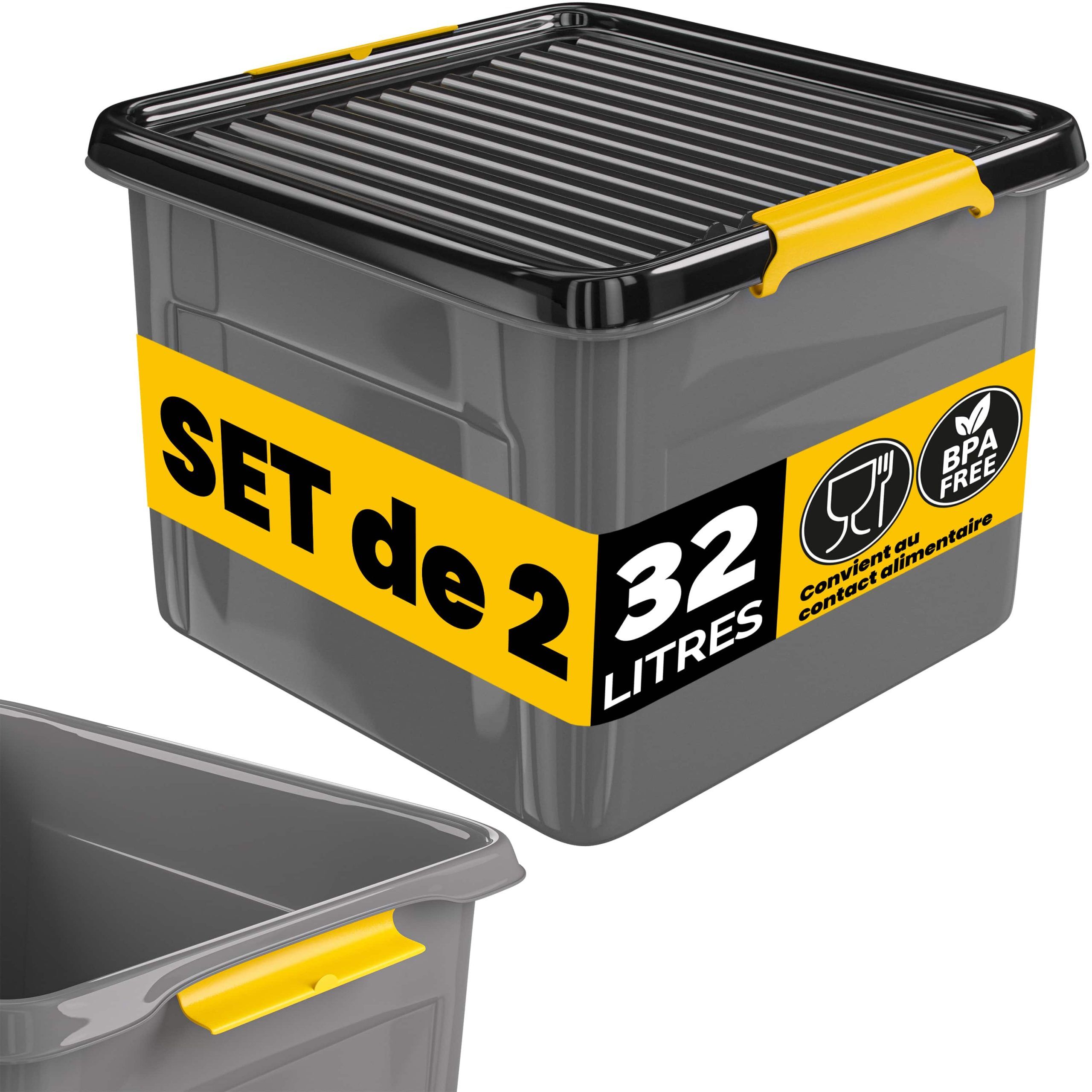 Aufbewahrungsbox 2er-Set Grau/Anthrazit 39x39x26cm stapelbar