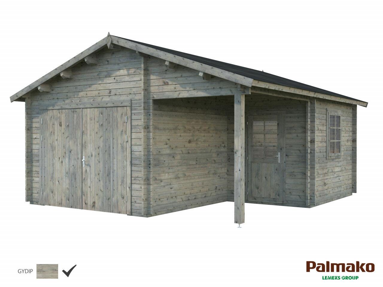Palmako Holzgarage Roger 21,9+5,2 m² mit Holztor