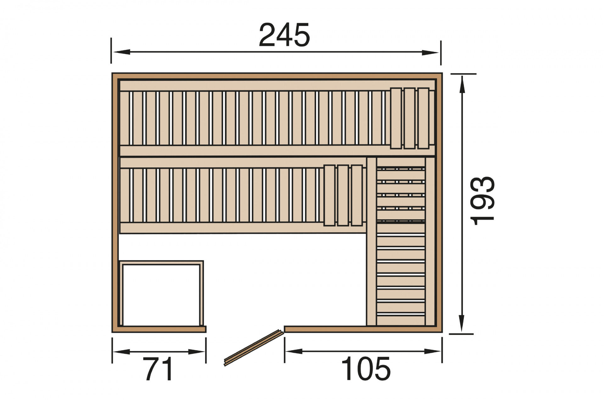 weka Design-Sauna KEMI 3, ohne Ofen, ohne Beleuchtung