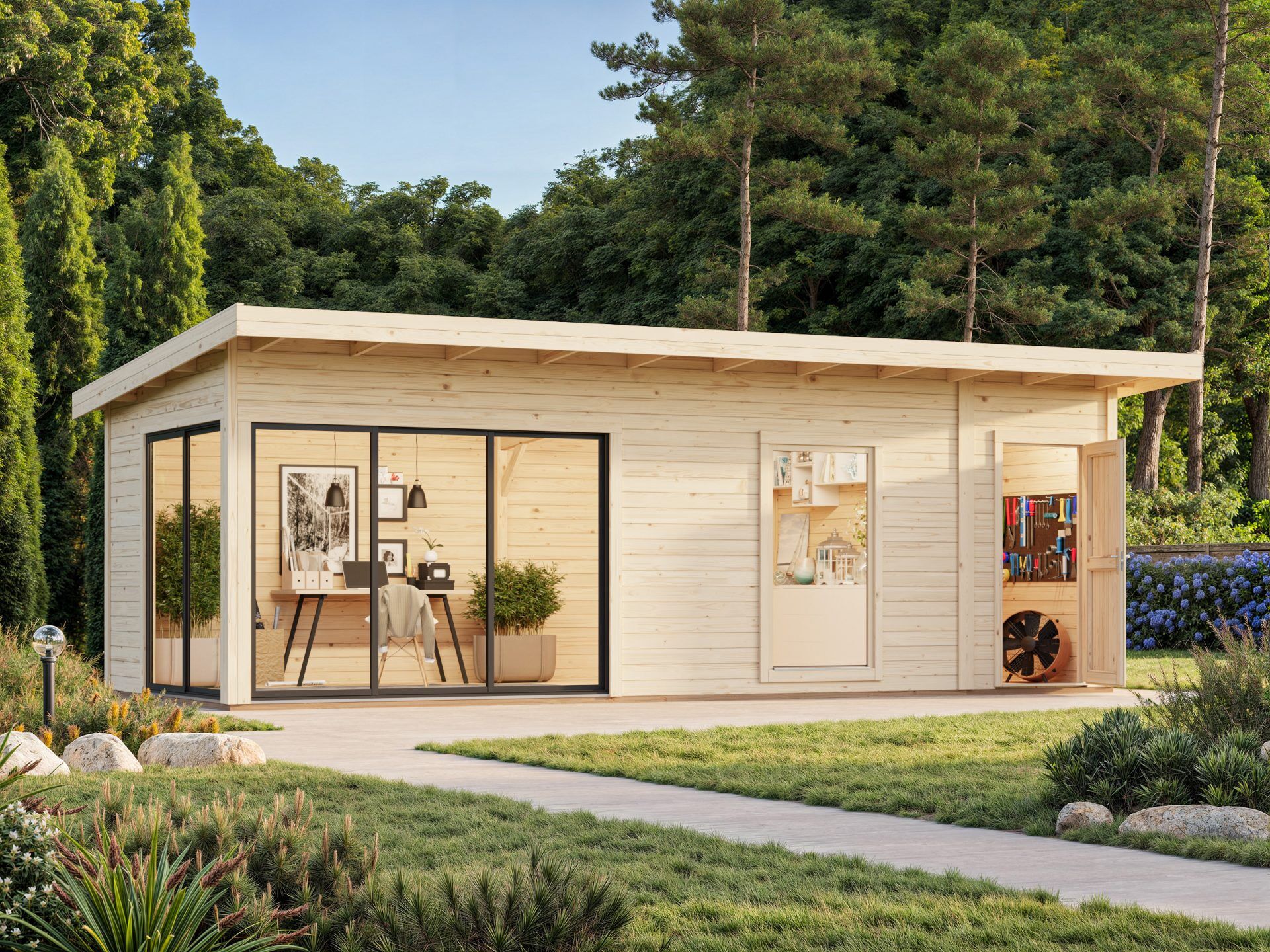 Palmako Pultdach Gartenhaus Andrea 21,1 m² Slide Plus