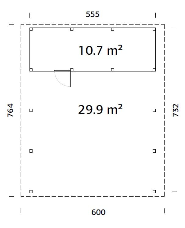 Palmako Carport Karl 40,6 m2 mit Geräteraum