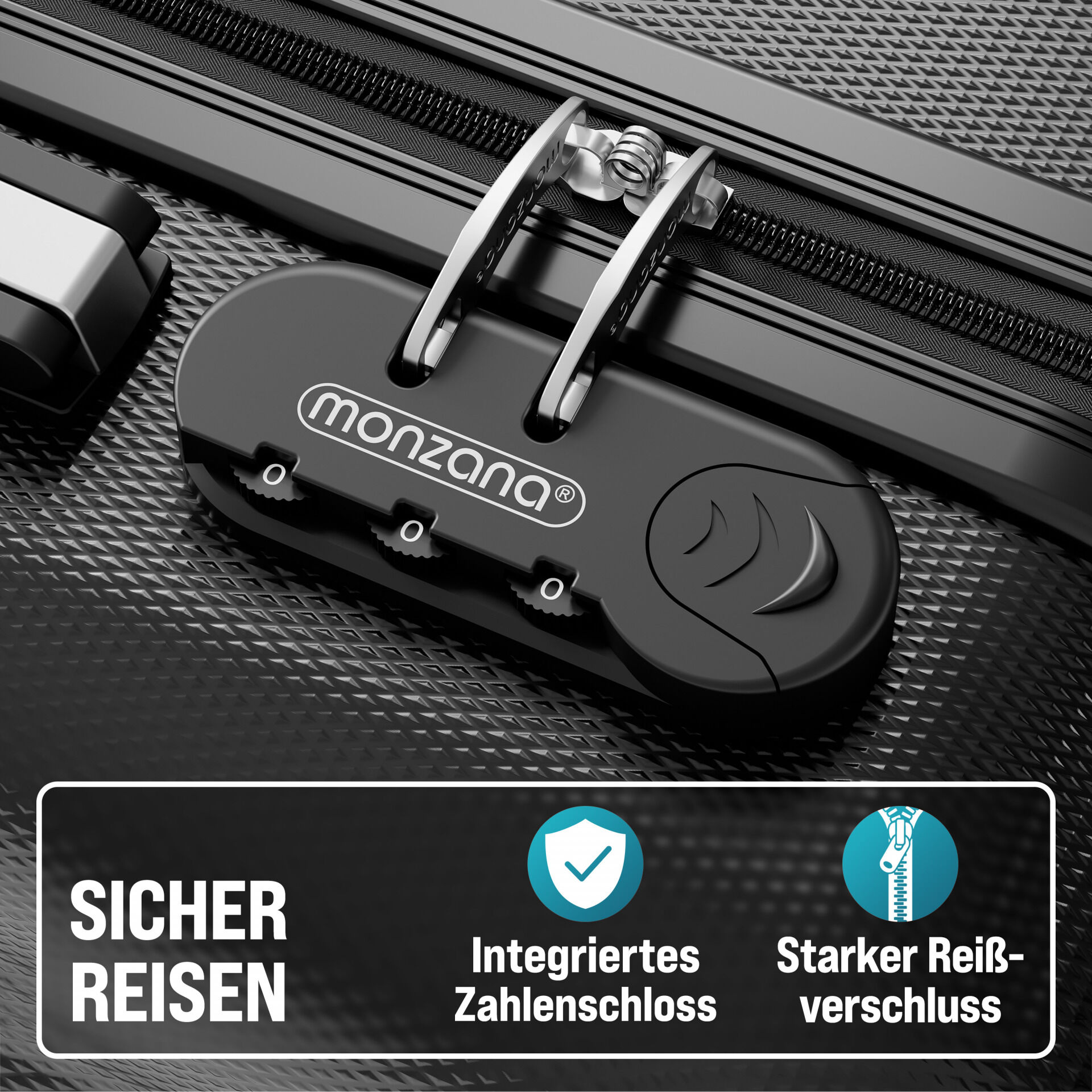 Hartschalenkoffer Set 3-tlg mit Zubehör Rollen 360º Schwarz ABS