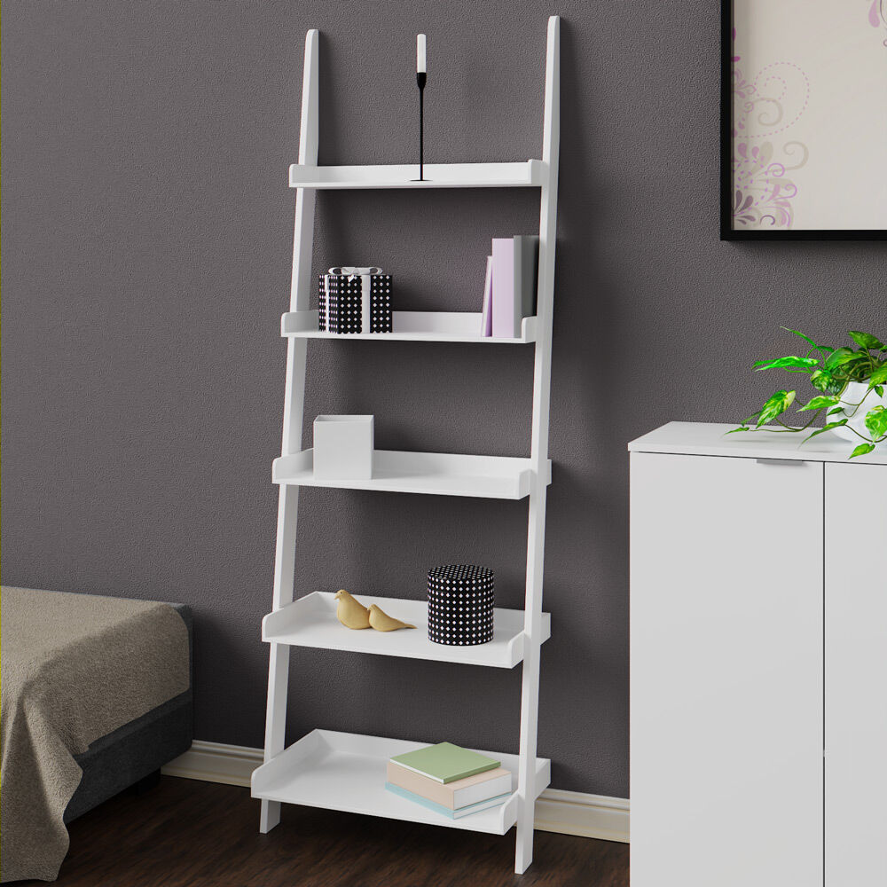Leiterregal Treppenregal Weiß 180x64x37cm