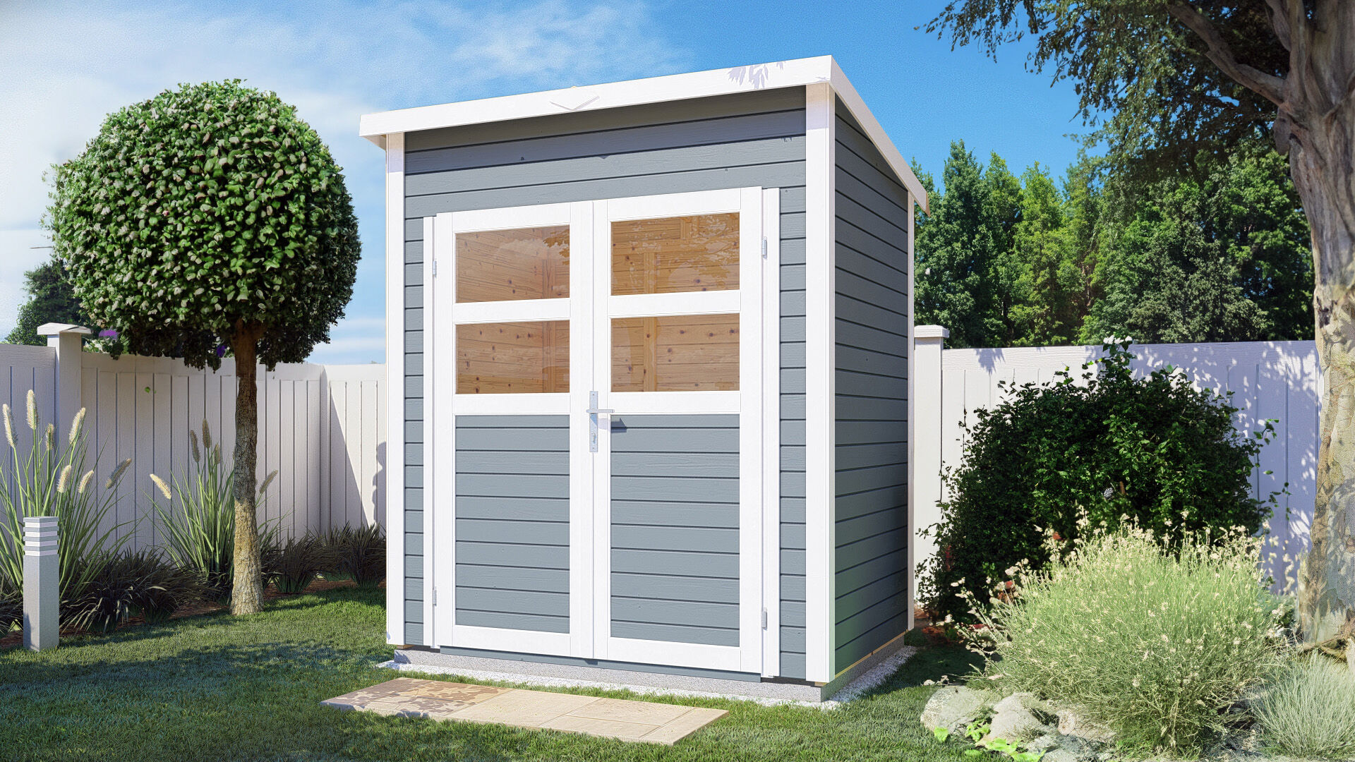Gartenhaus Felix 1 hellgrau 181 x 121 cm