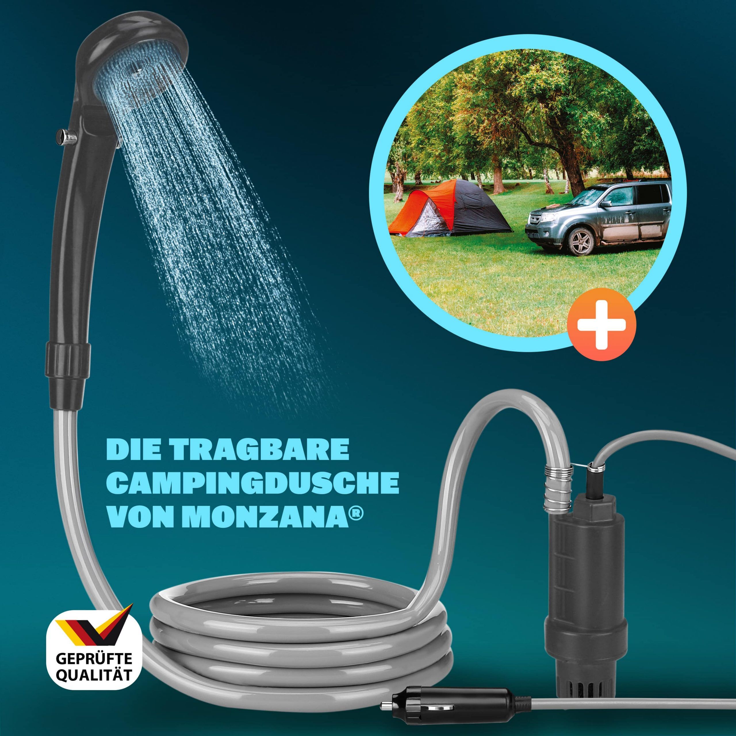 Campingdusche Anthrazit mit Tauchpumpe