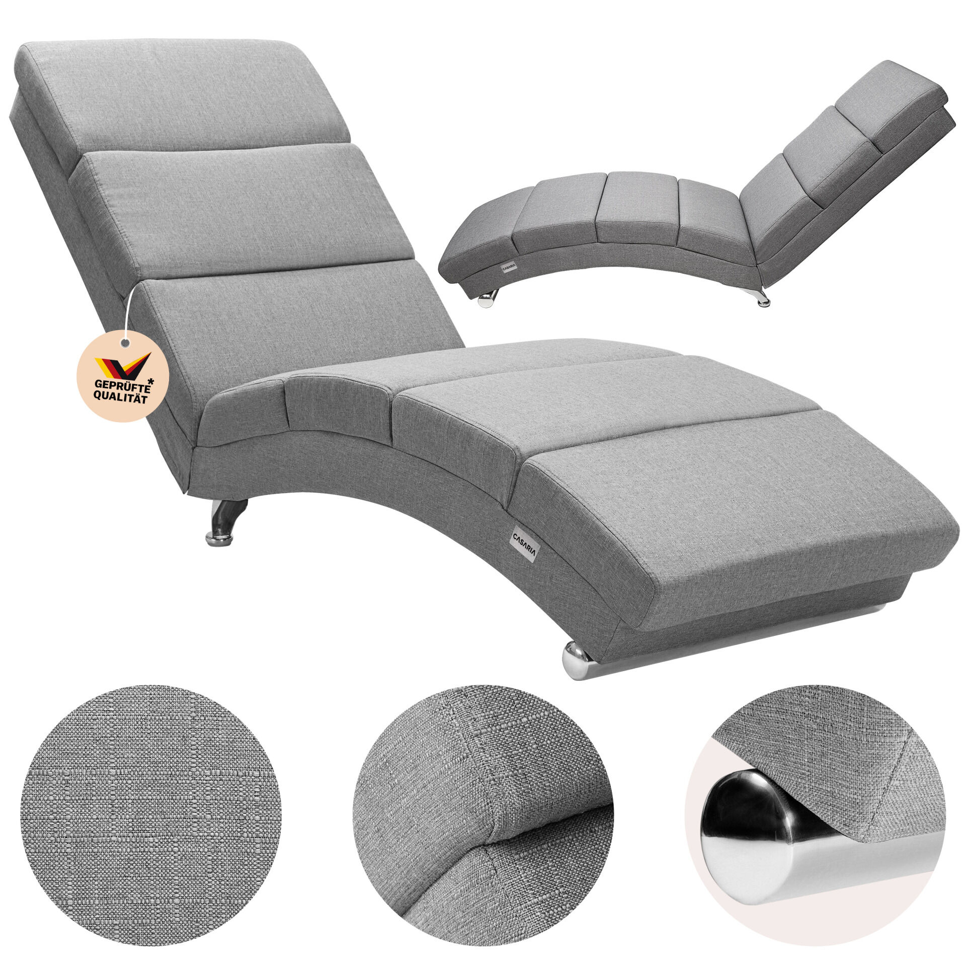 Relaxliege London Grau Webstoff