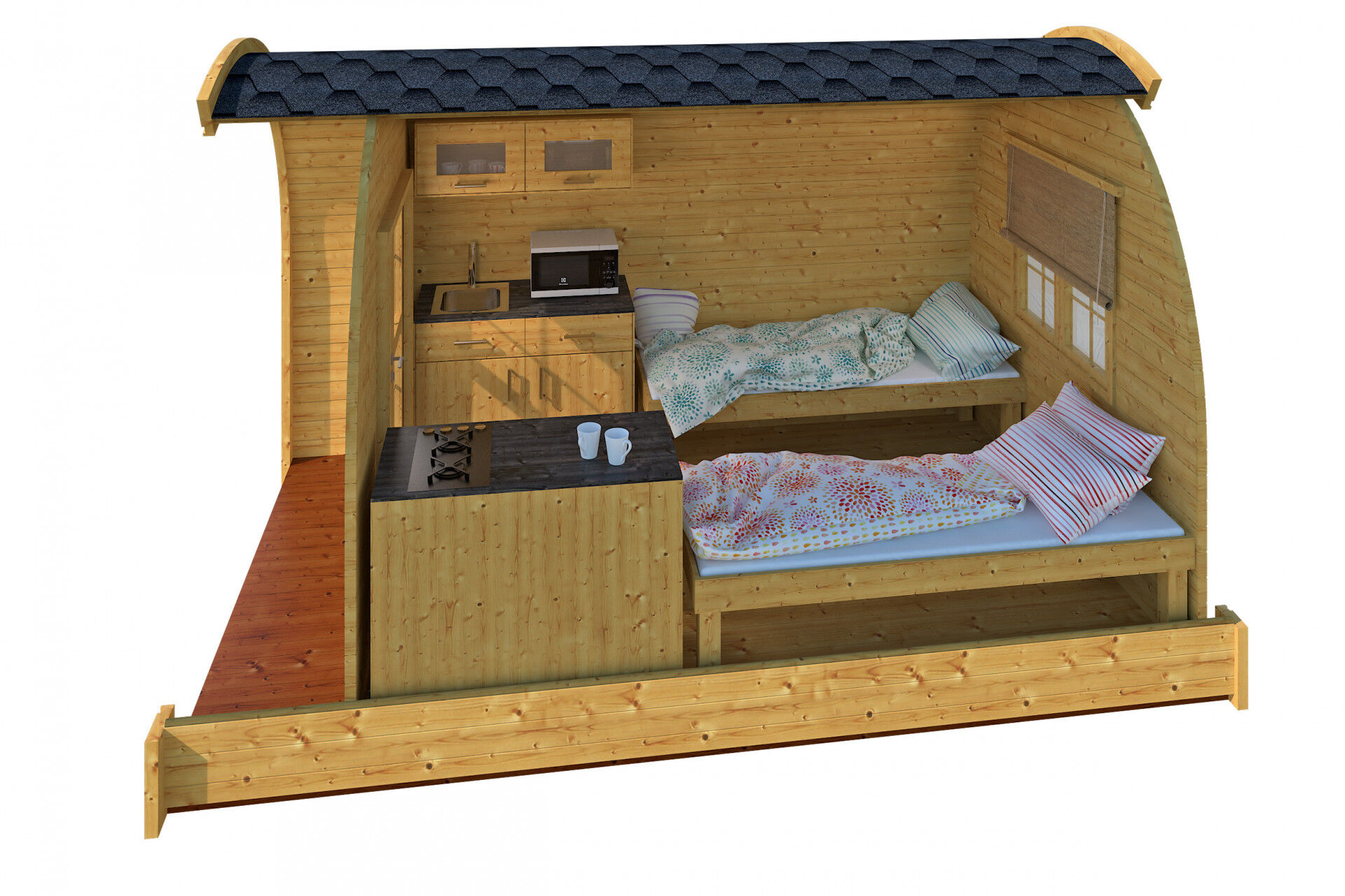 Acrtic Camping Pod Maggie 4 240x400 Thermoholz montiert, Rot