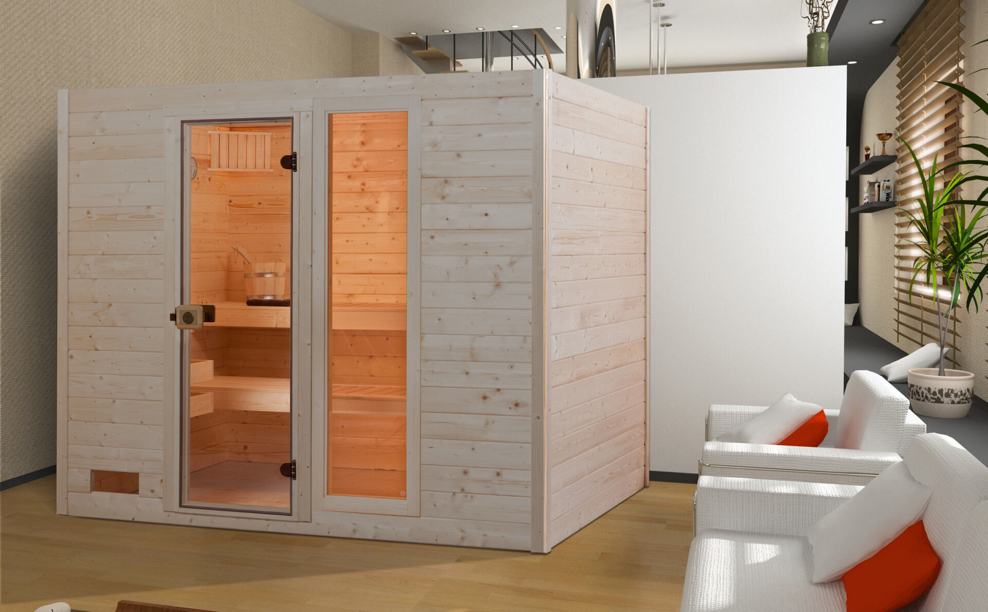 weka Massivholzsauna VALIDA 4, 9 kw Ofen, max. 110°C, inkl. Steuerung, Steine & Kabel, ohne Beleuchtung