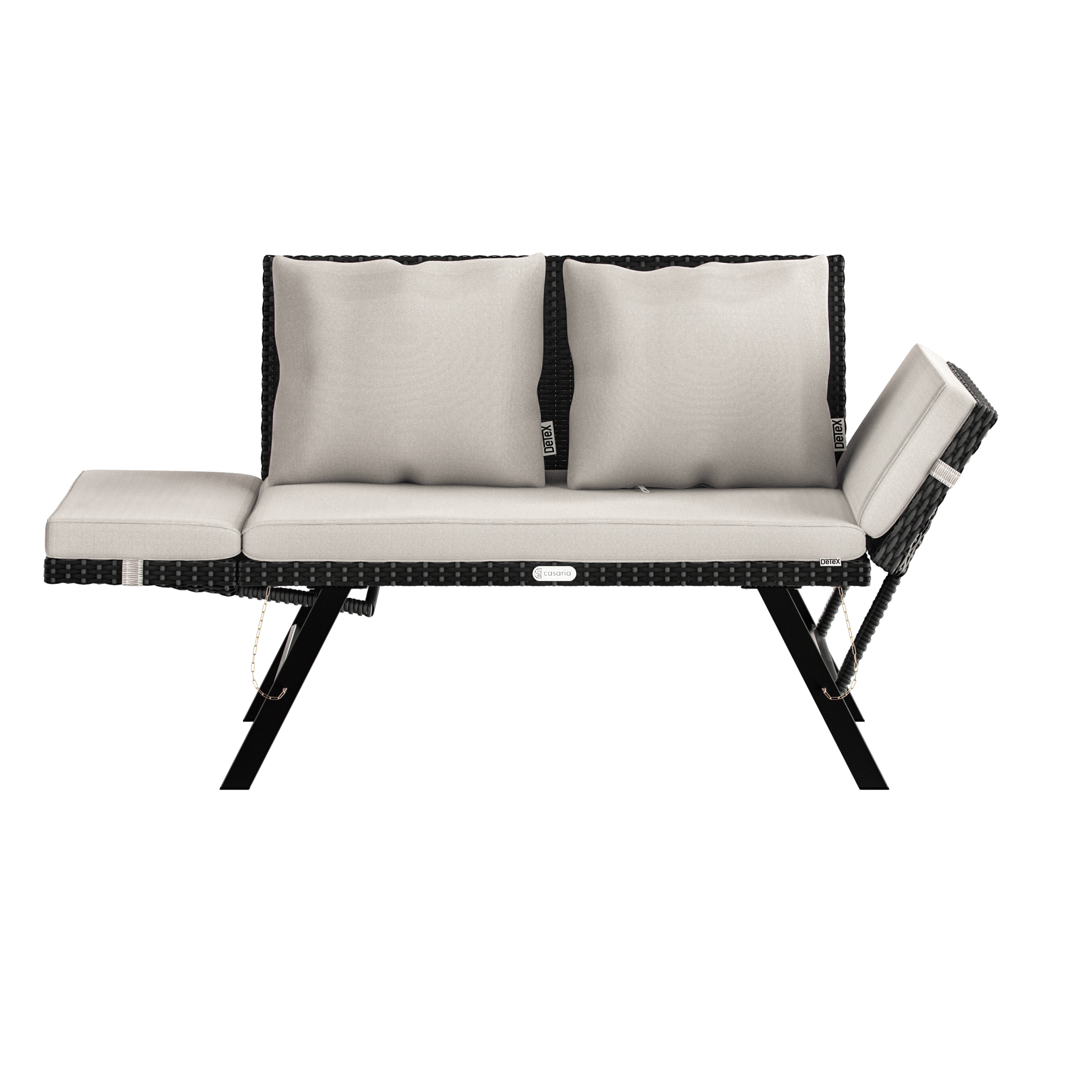 Polyrattan Gartenbank Schwarz/Creme 176x56x81cm
