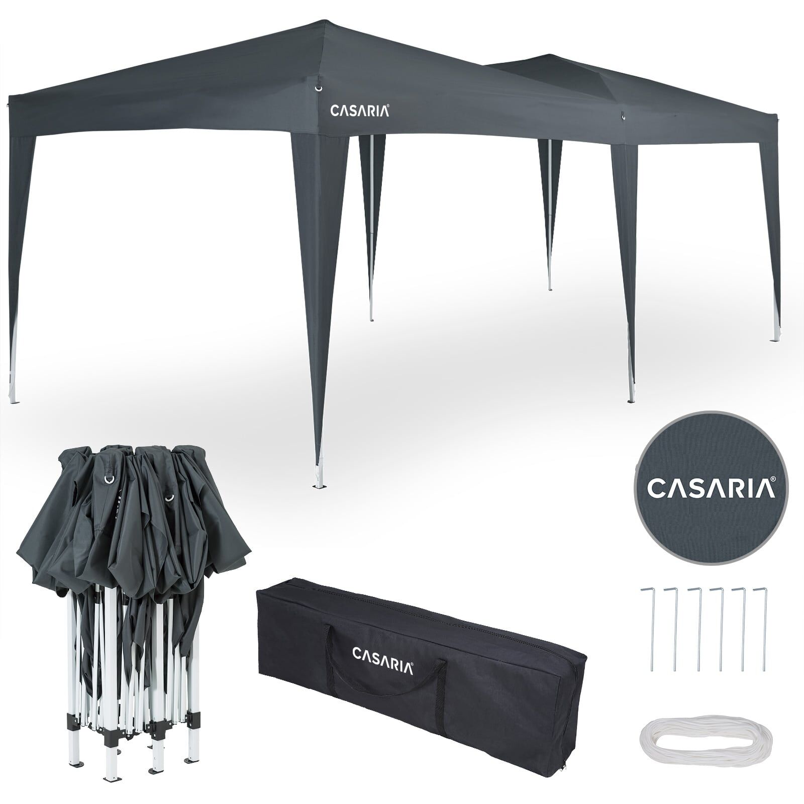 Faltpavillon Anthrazit 3x6m UV-Schutz 50+