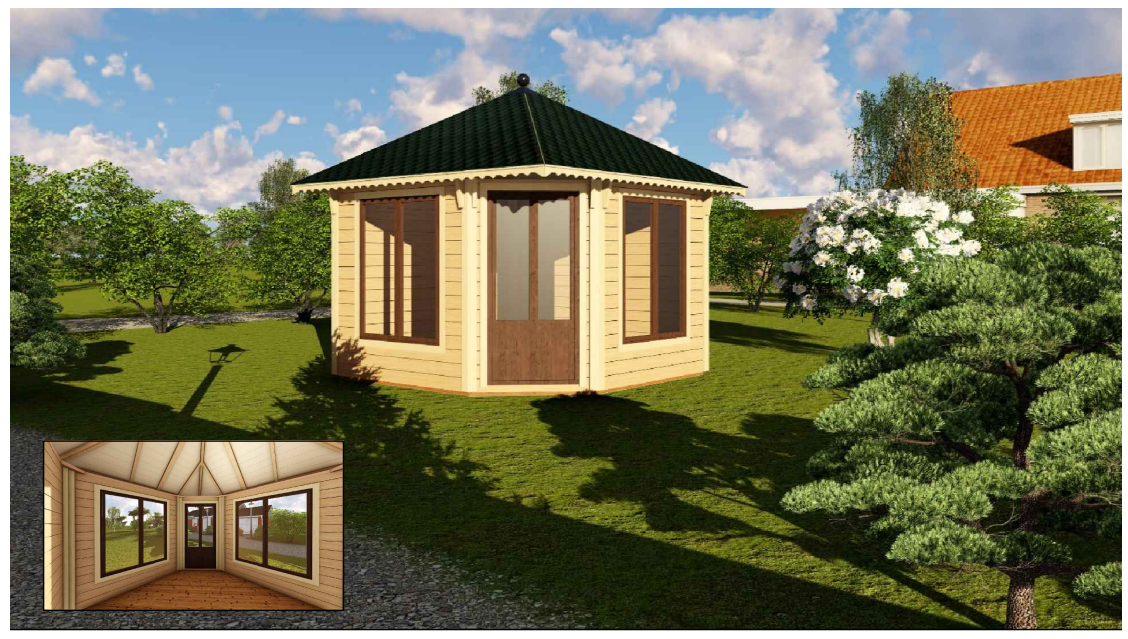5 Eck Pavillon Siena 8,6 m2, schwarz