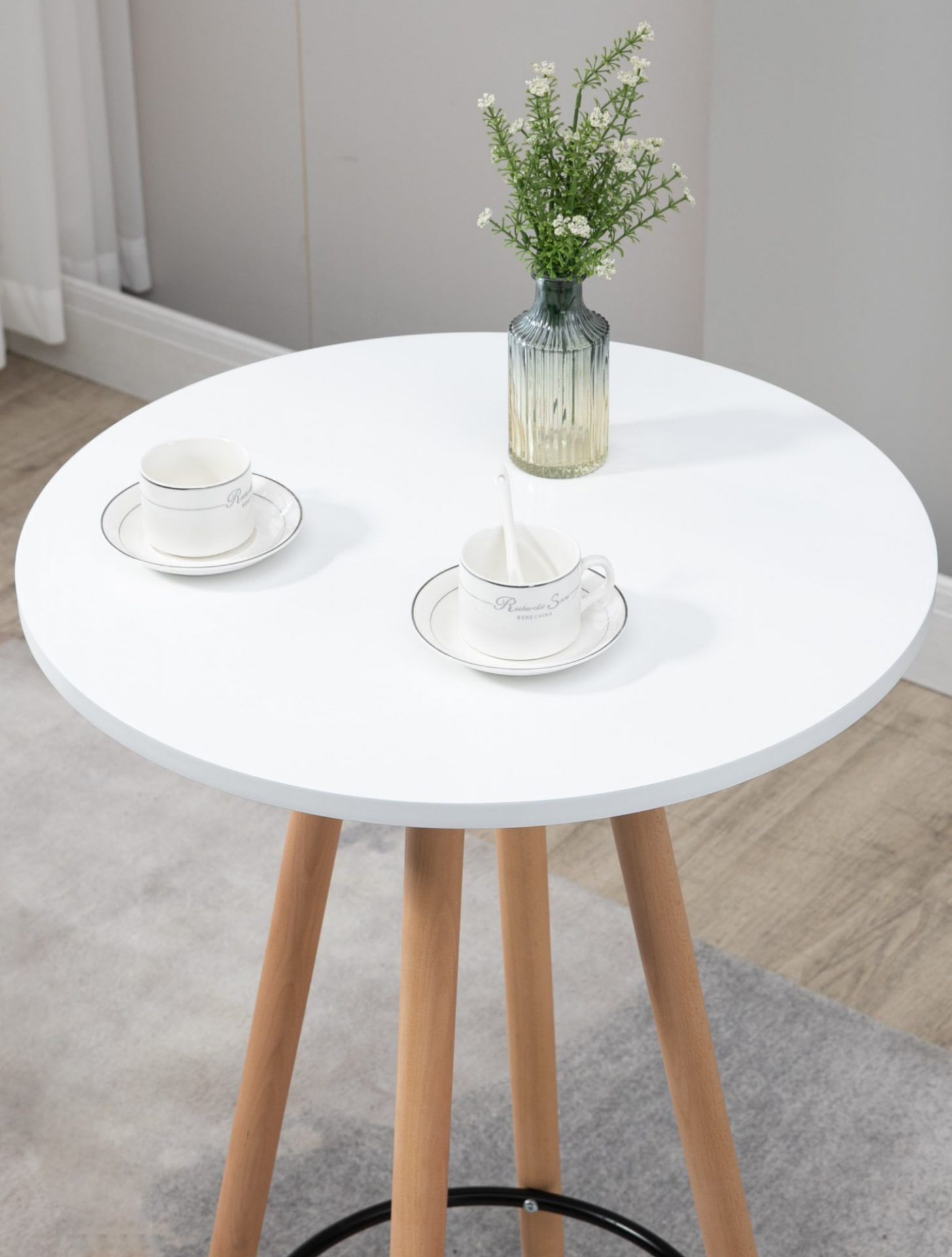 Stehtisch Livia rund, natura/weiß