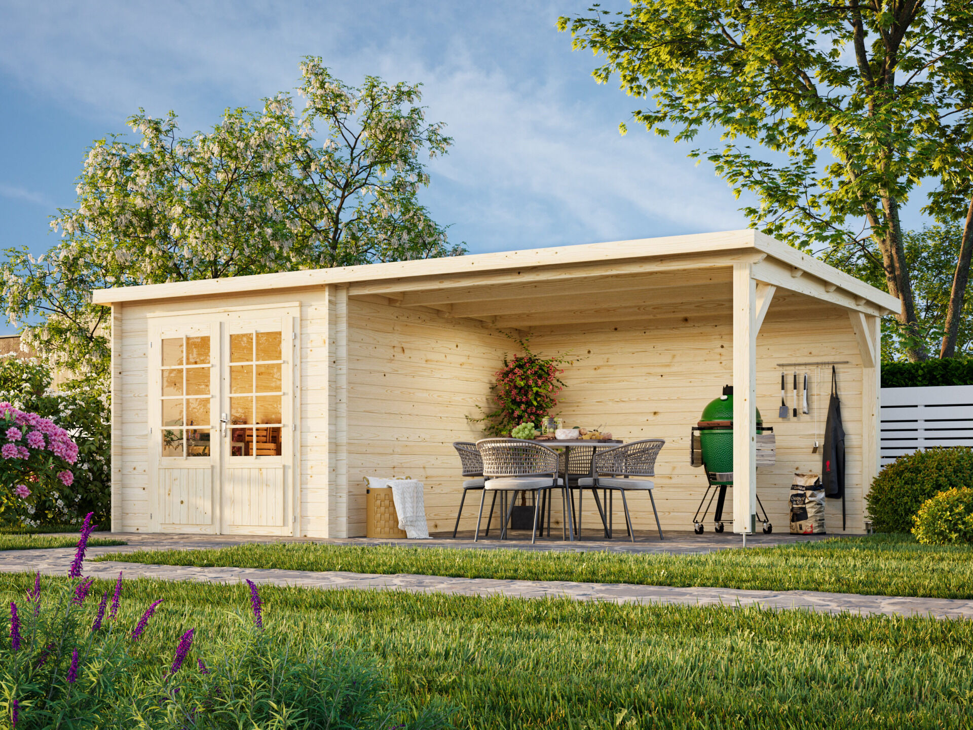 Flachdach Palmako Gartenhaus Ella 6,9+10,0 m²