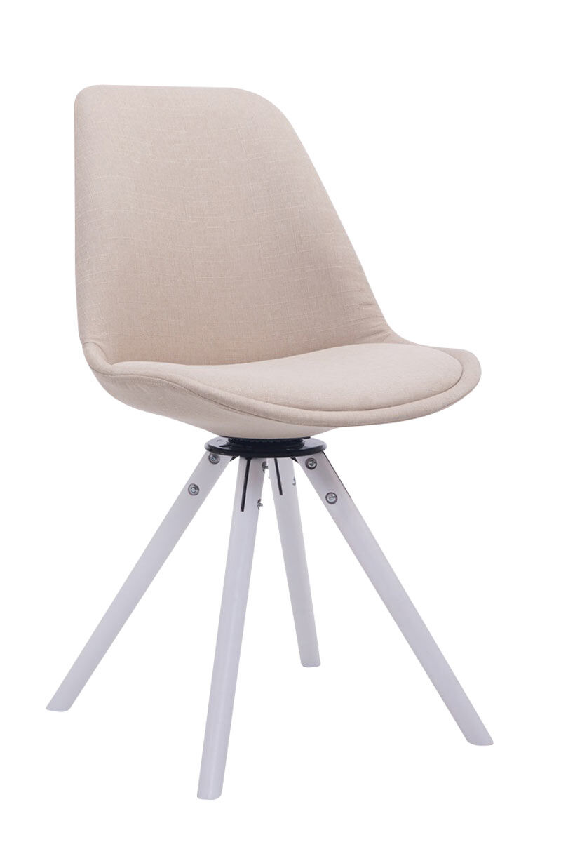Besucherstuhl Troyes Drehbar Weiß Stoff Rund, creme