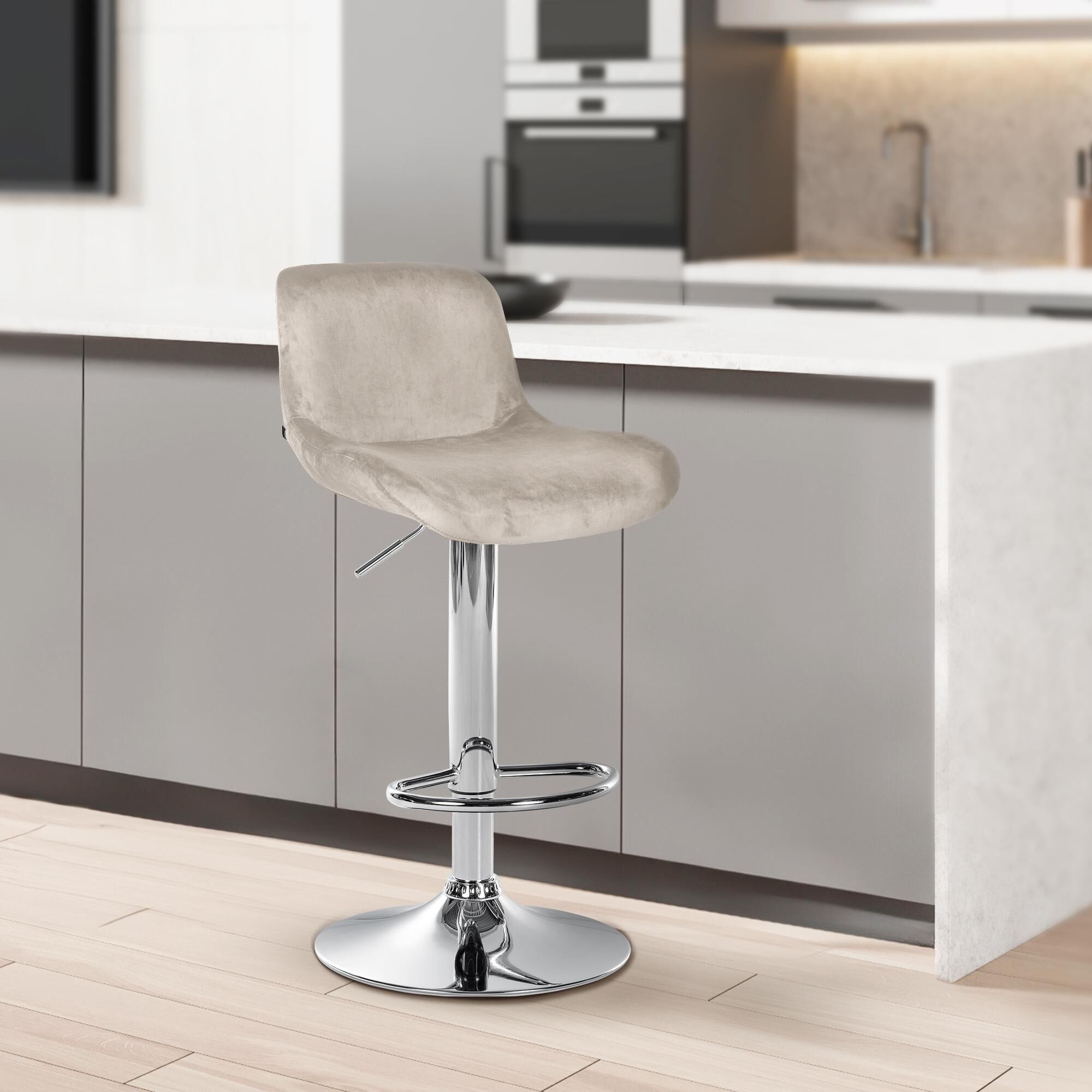 Barhocker Solon Chrom Samt, creme