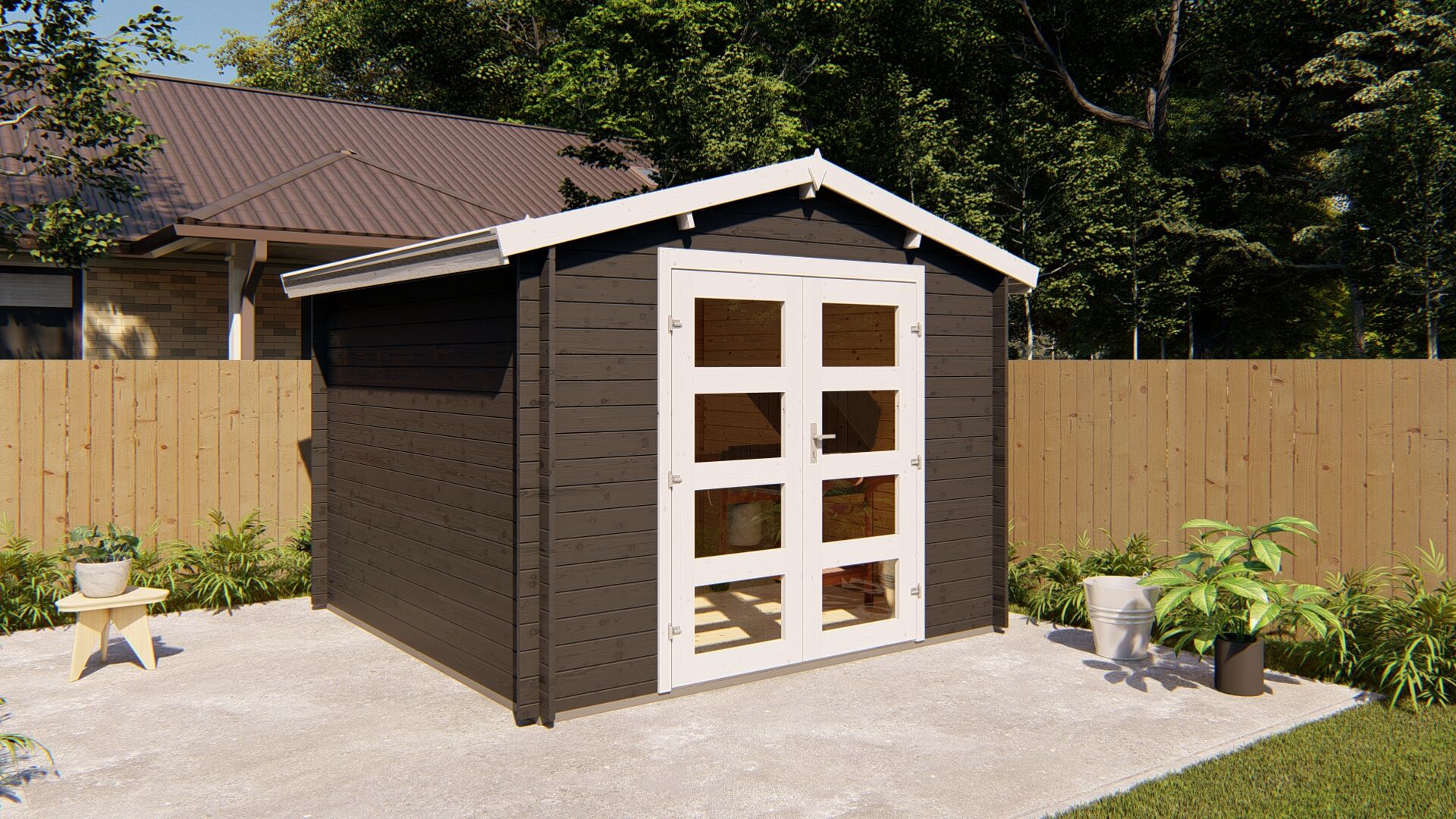 Finn Art Blockhaus Satteldach Gartenhaus Modell Funny 12 Doppeltür