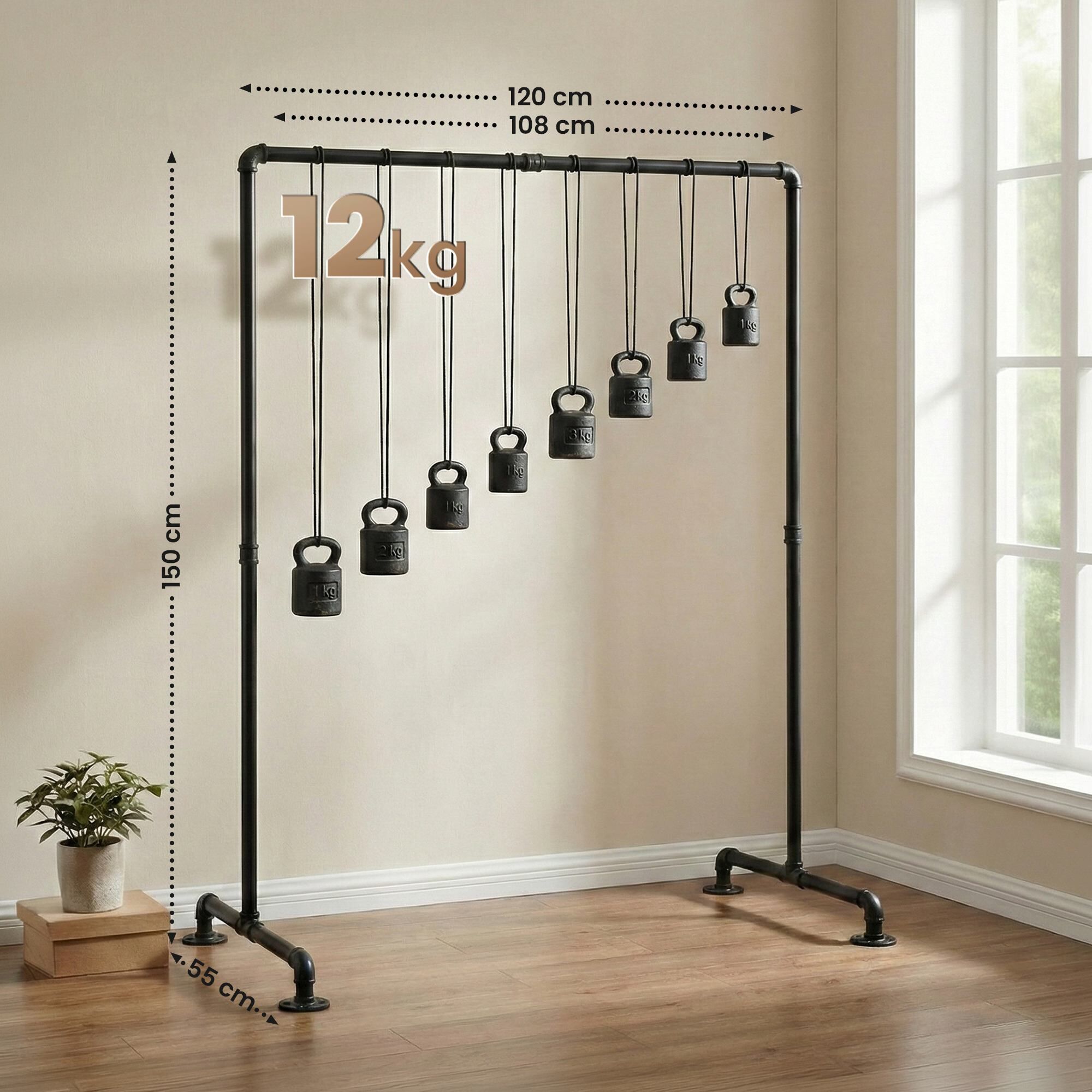 Kleiderständer Jersey 55x120x150, schwarz