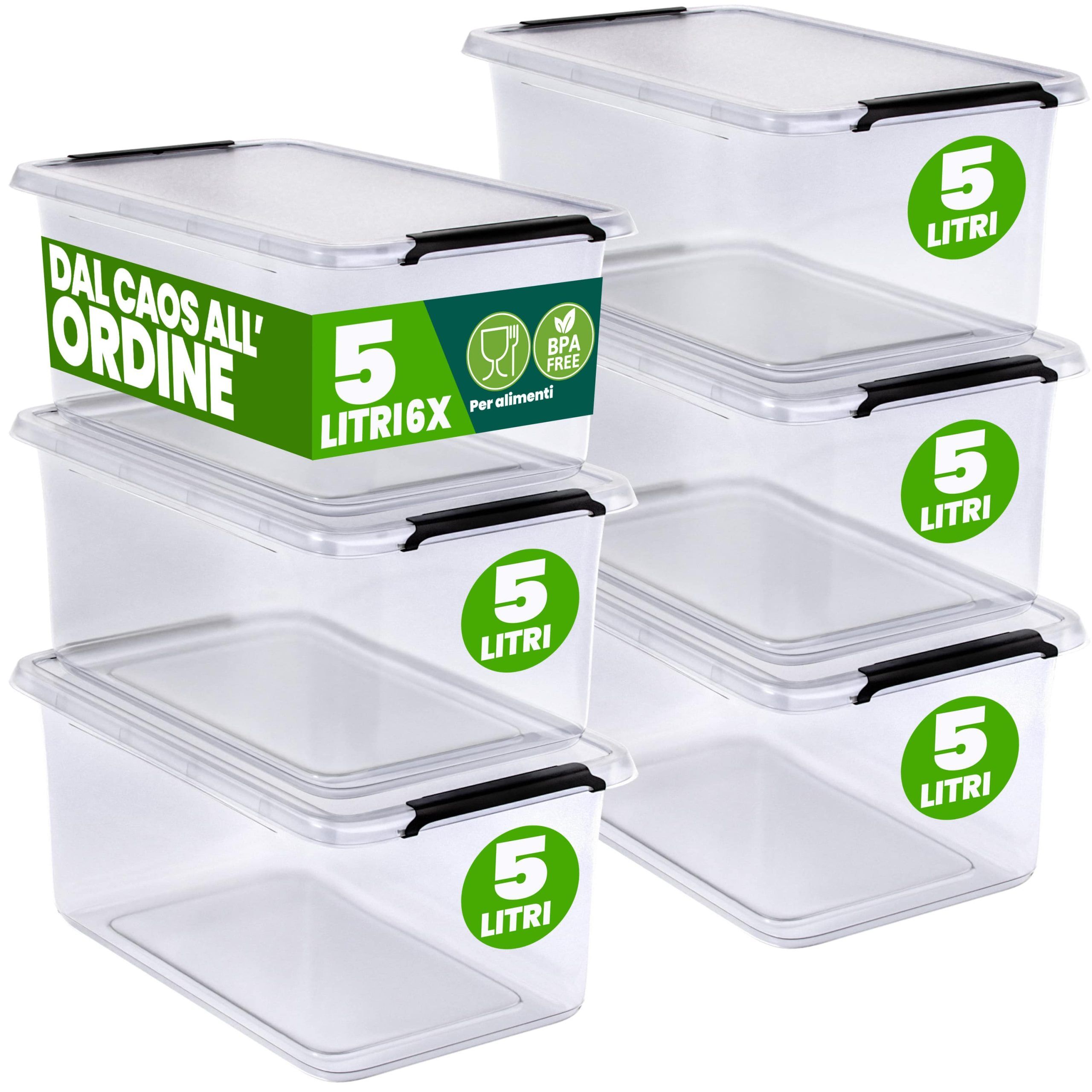 Aufbewahrungsbox 6er-Set 20x15x12cm 2L transparent stapelbar BPA-frei
