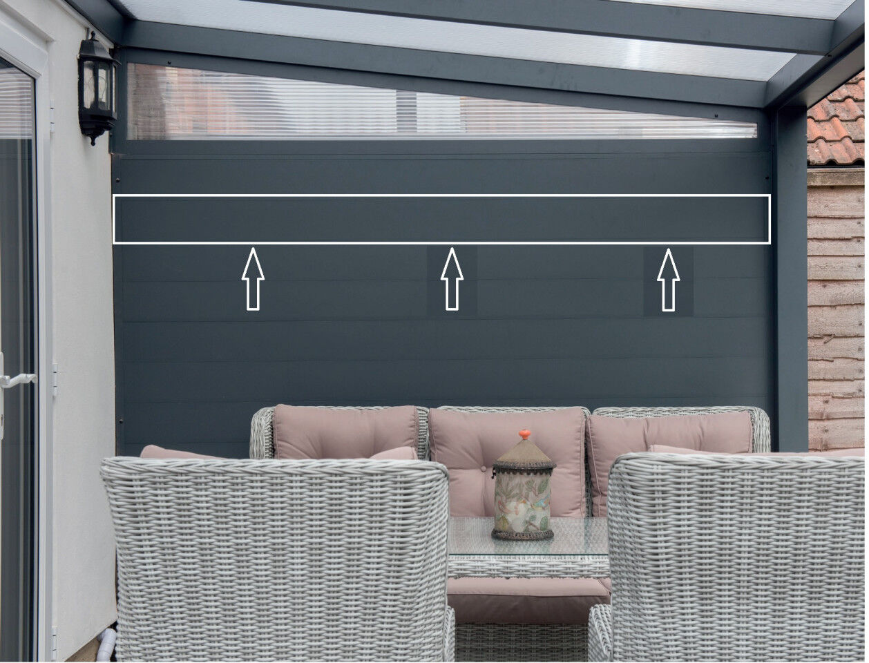 Aluminium Planke 150 mm, weiß (RAL9016) 180cm