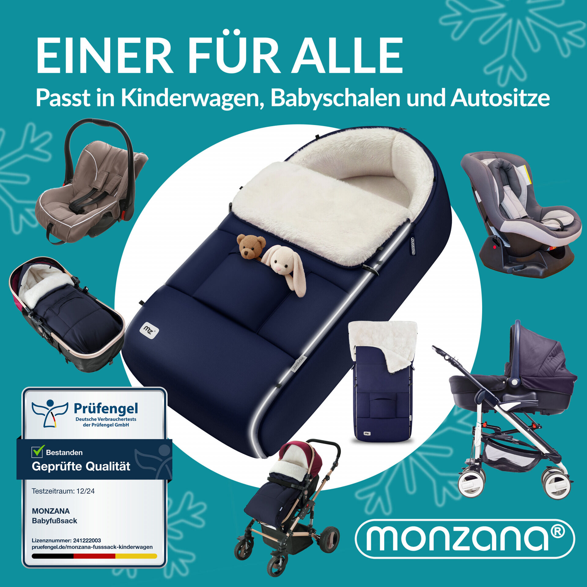 Babyfußsack Marine Kinderwagen geeignet mit Beutel