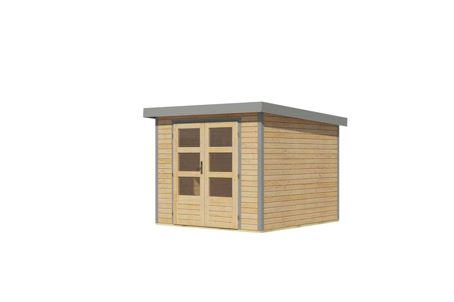 Karibu Pultdach Holz & Metall Gartenhaus Jupiter 3,5, naturbelassen / graualuminium