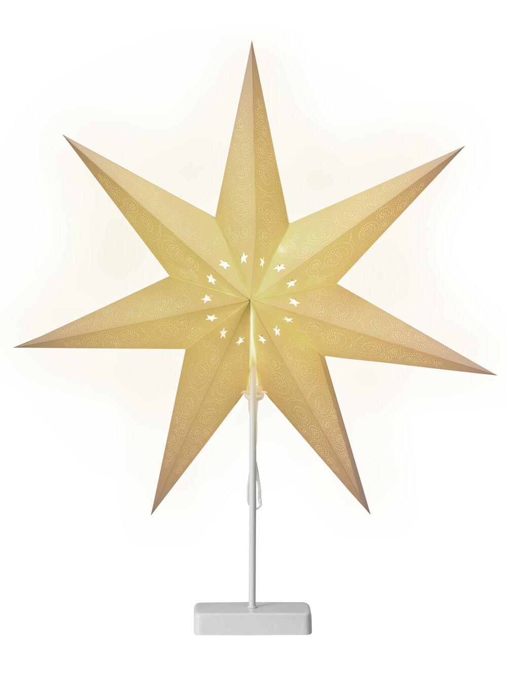 Papierstern LED Weiß Ornament inkl Ständer