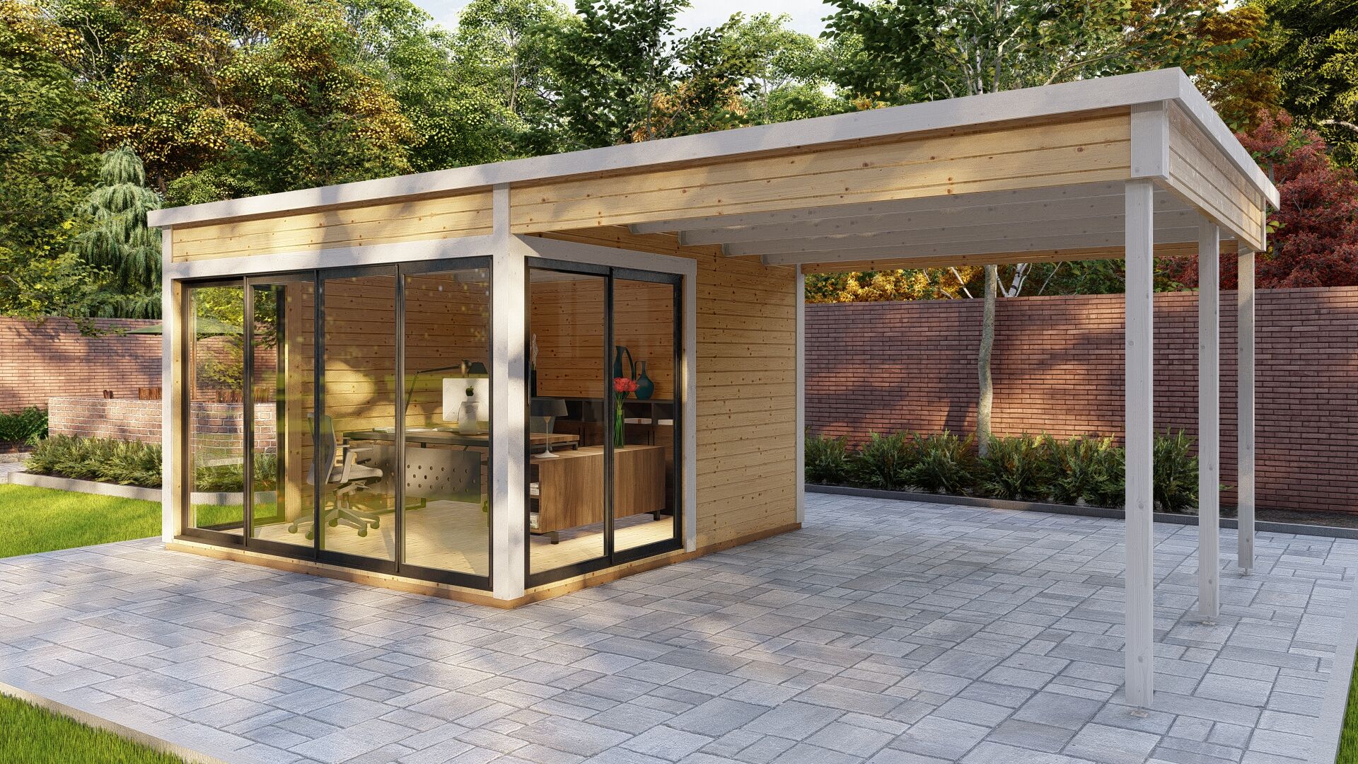 Flachdach Gartenhaus Sydney 36 Plus