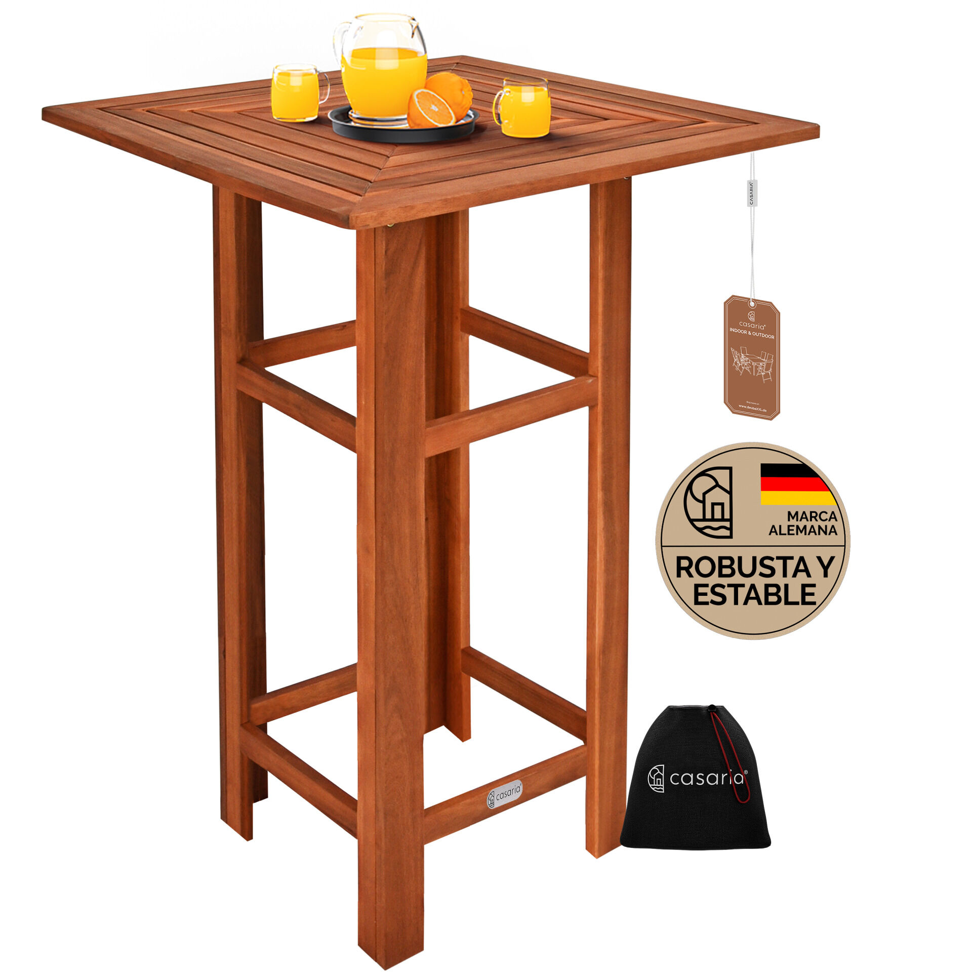 Stehtisch Akazienholz quadratisch 75x75x110cm stabil Braun
