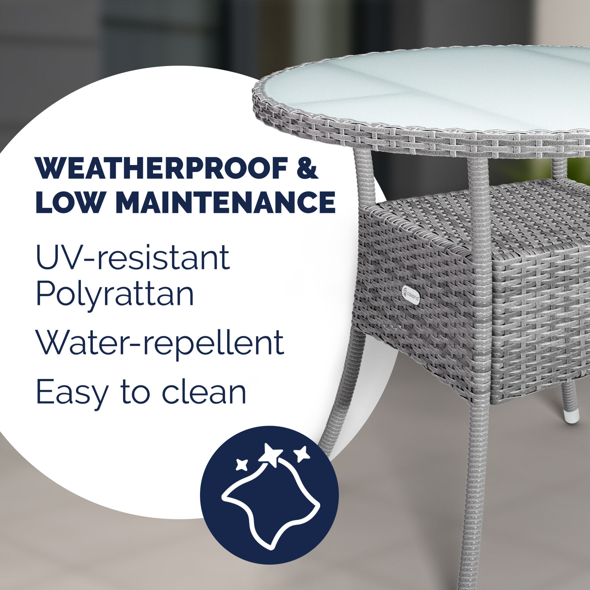 Polyrattan Tisch Grau Ø80cm