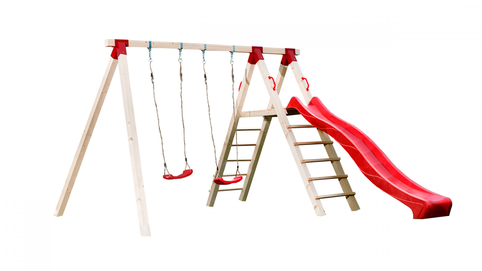 Tabaluga Drachenschaukel mit Podest, 2 Schaukelbretter, Sparset inkl. Rutsche rot 290 cm
