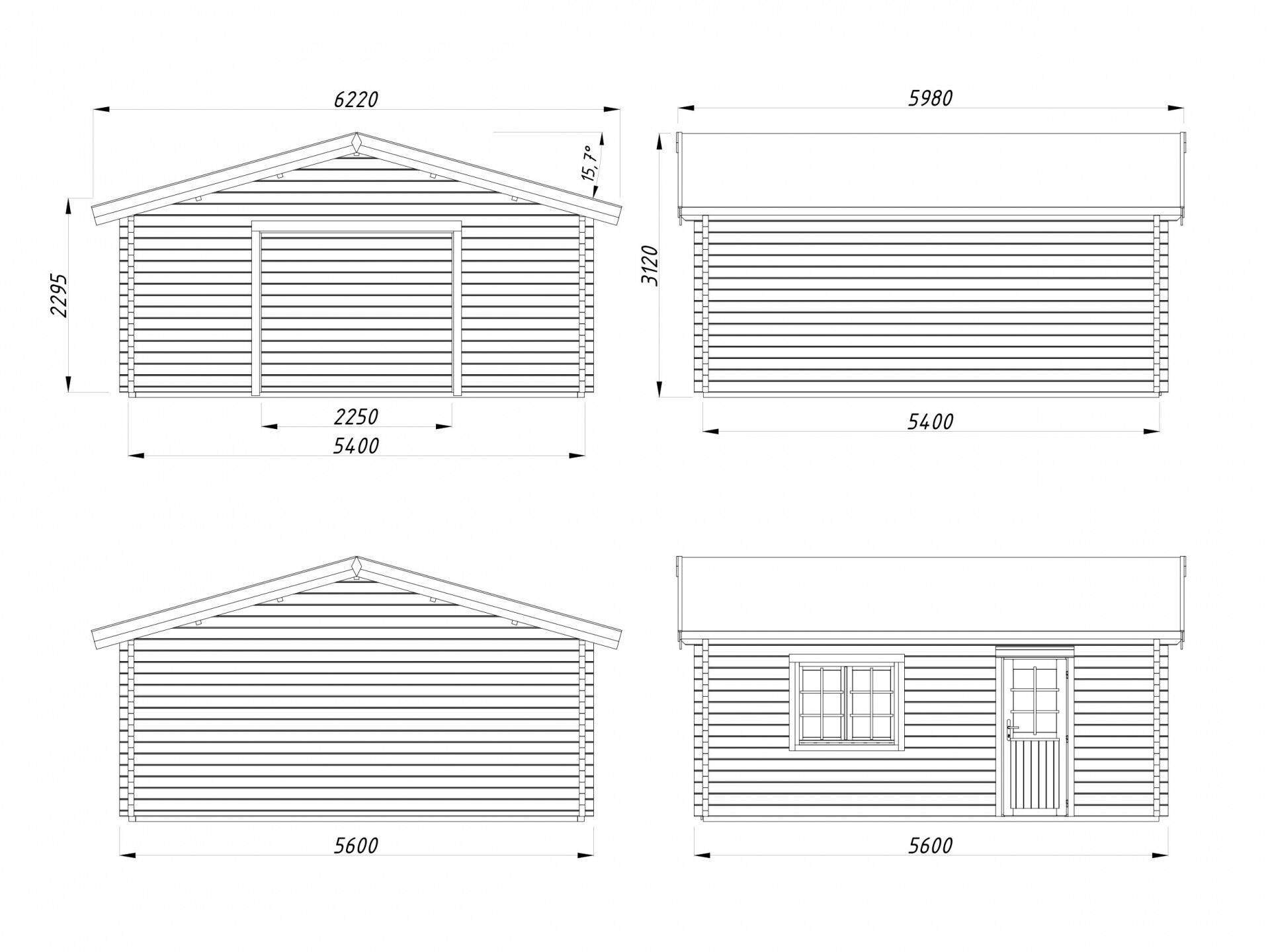 Palmako Holzgarage Roger 27,7 m²